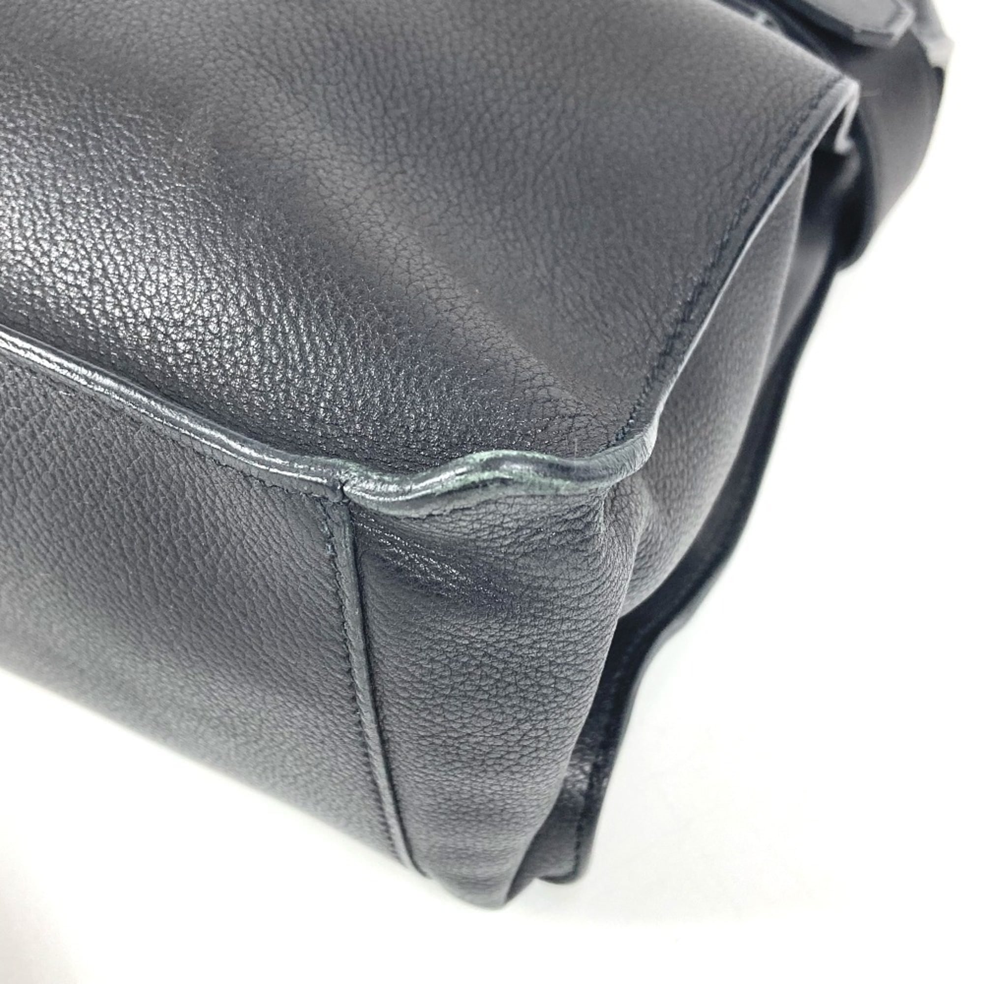 Hermes Black Leather Handbag Tote Bag (Pre-Owned)