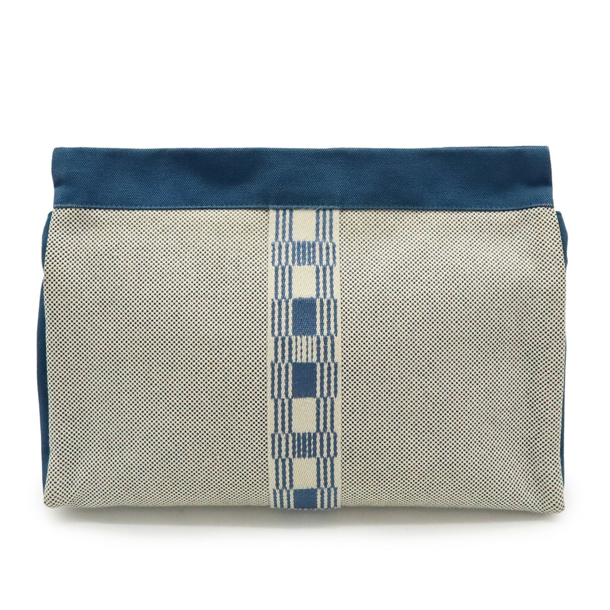 Hermes Blue Ivory Canvas Clutch Bag (Pre-Owned)