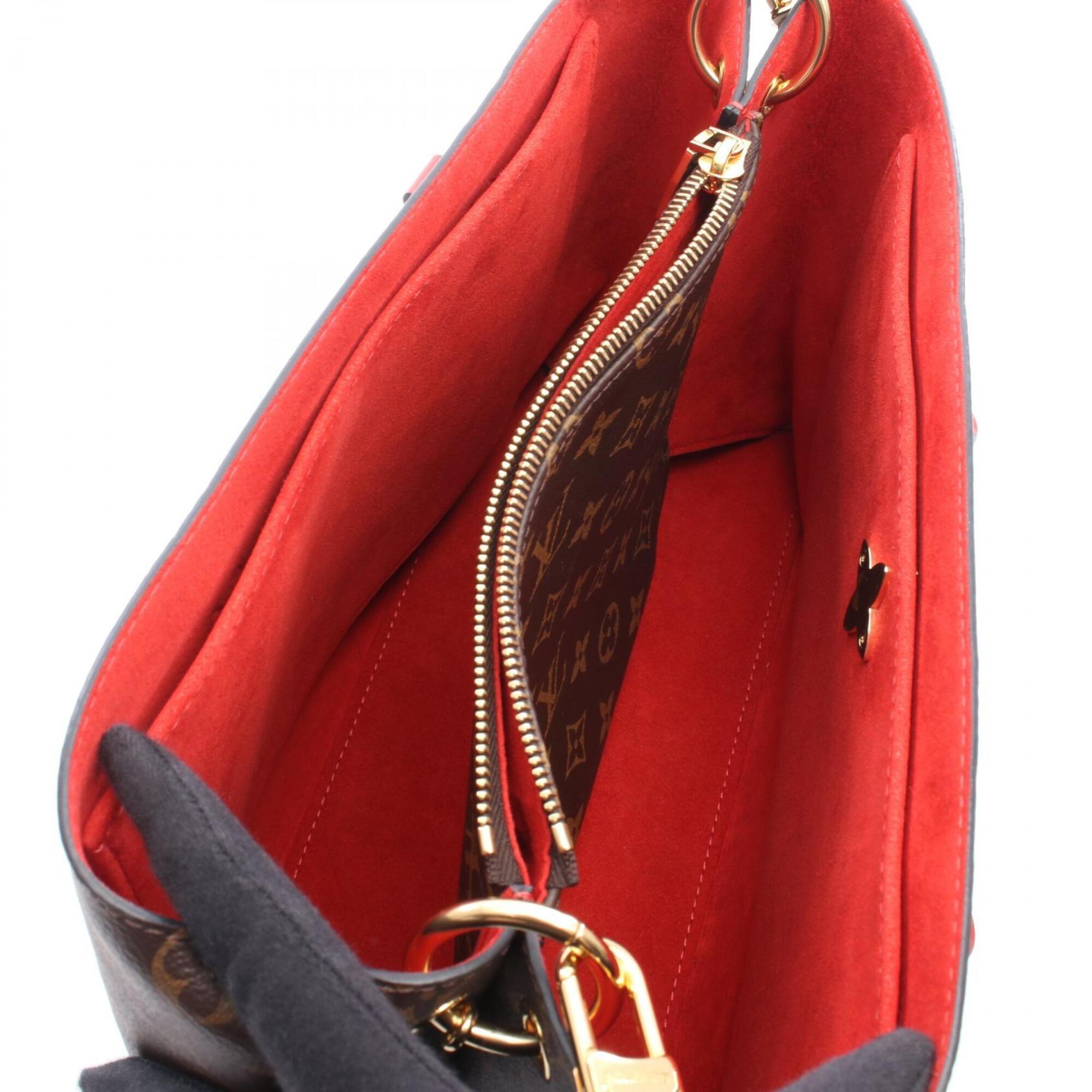 Louis Vuitton Brown Coquelicots Monogram Red Color Coated Canvas Leather Handbag Tote Bag (Pre-Owned)