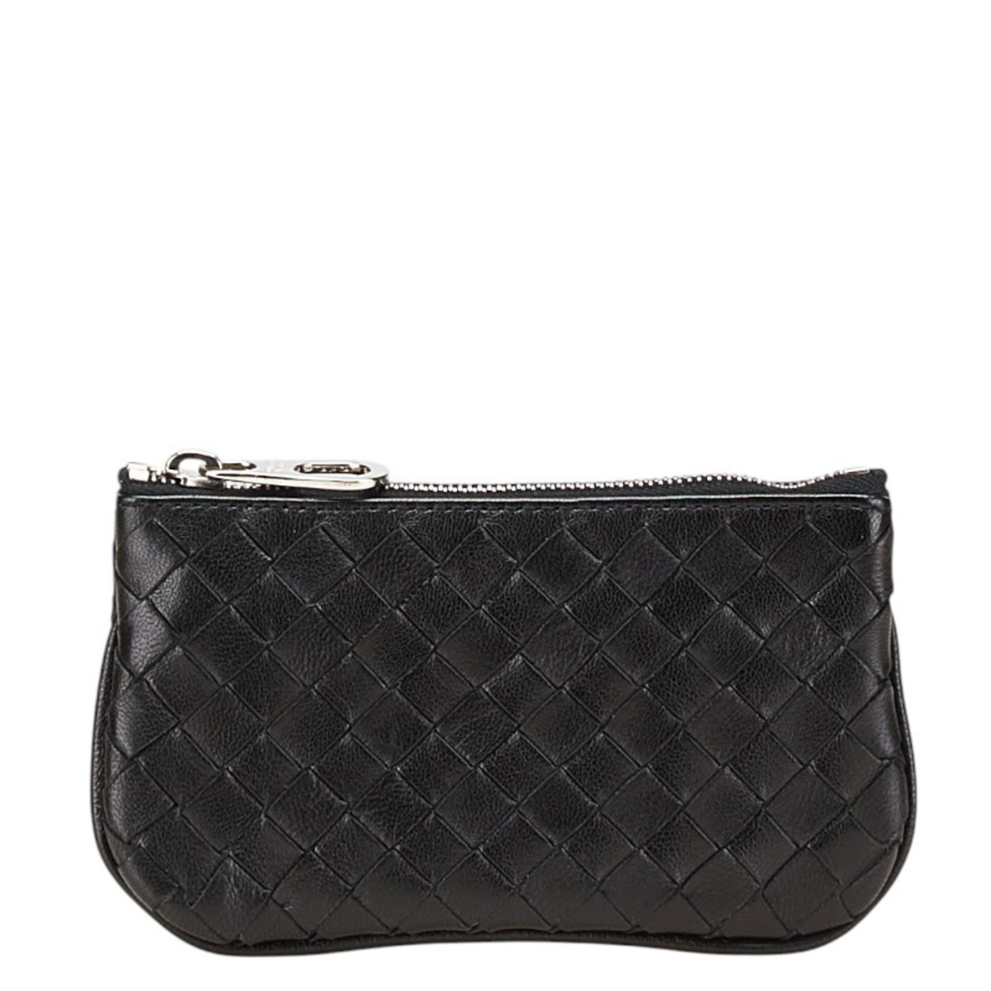 Bottega Veneta Black Leather Coin Purse/Coin Case (Pre-Owned)