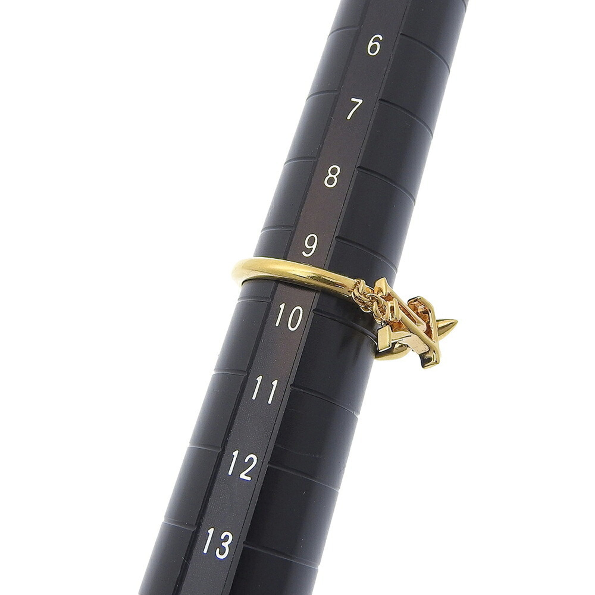 Louis Vuitton Gold Gold Plating Rhinestone Band Ring (Pre-Owned)