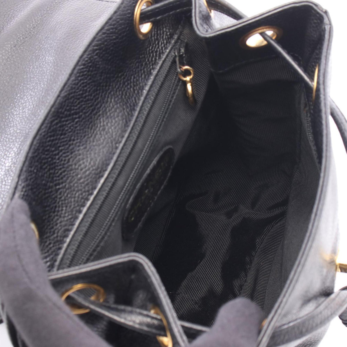 Chanel Black Grained Calfskin Backpack Handbag (Pre-Owned)