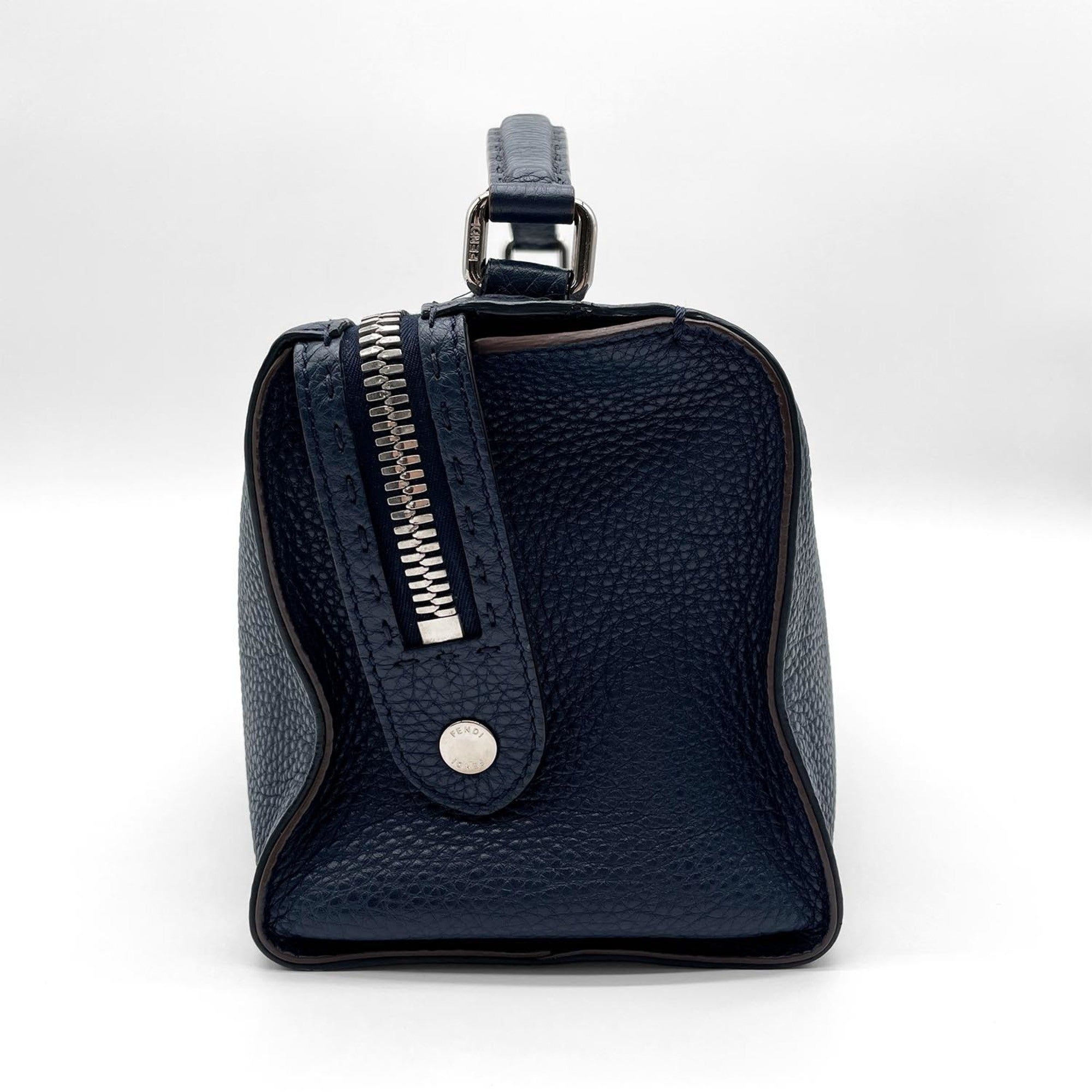 Fendi Navy Leather Boston Bag Shoulder Bag (Pre-Owned)
