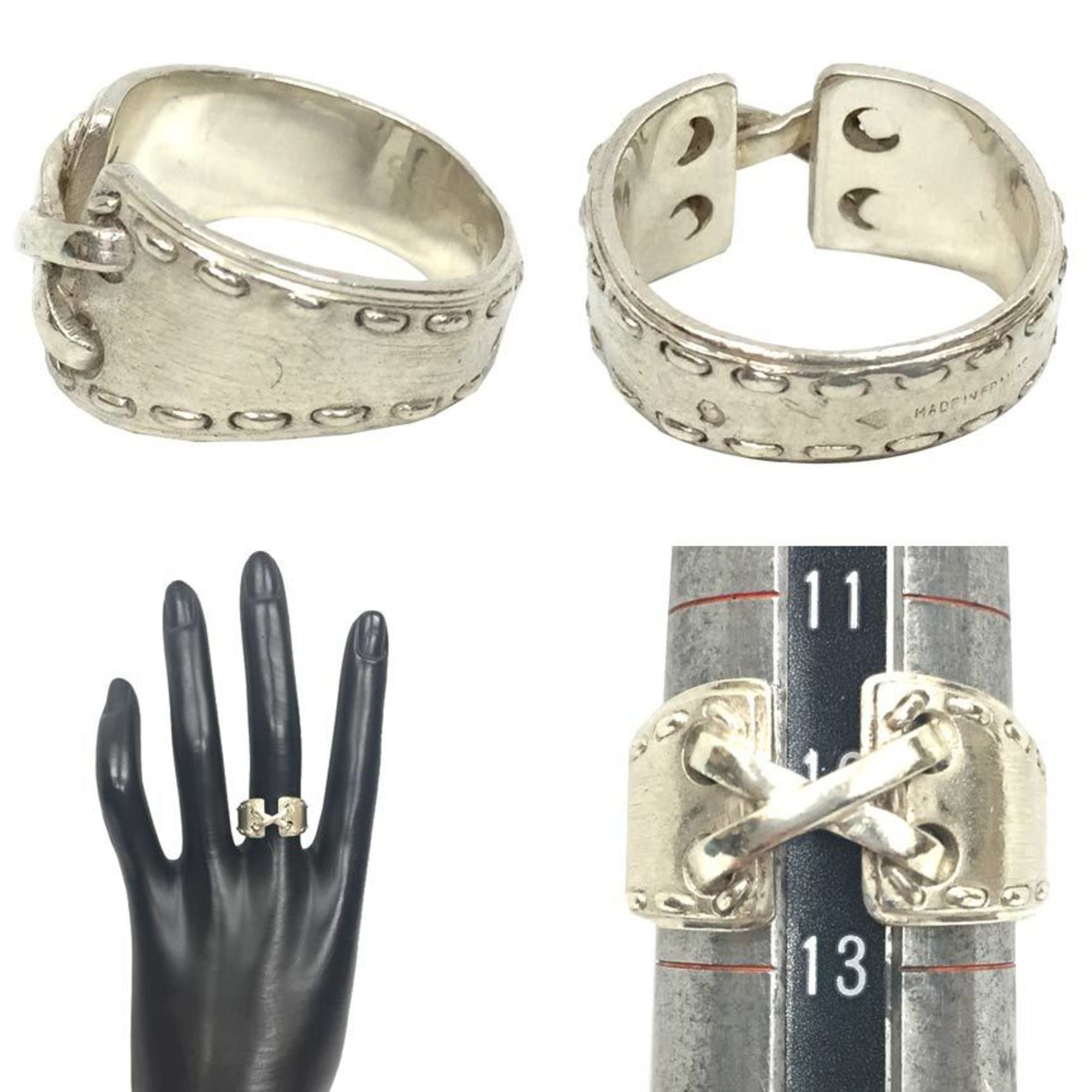 Hermes Silver 925 Band Ring (Pre-Owned)