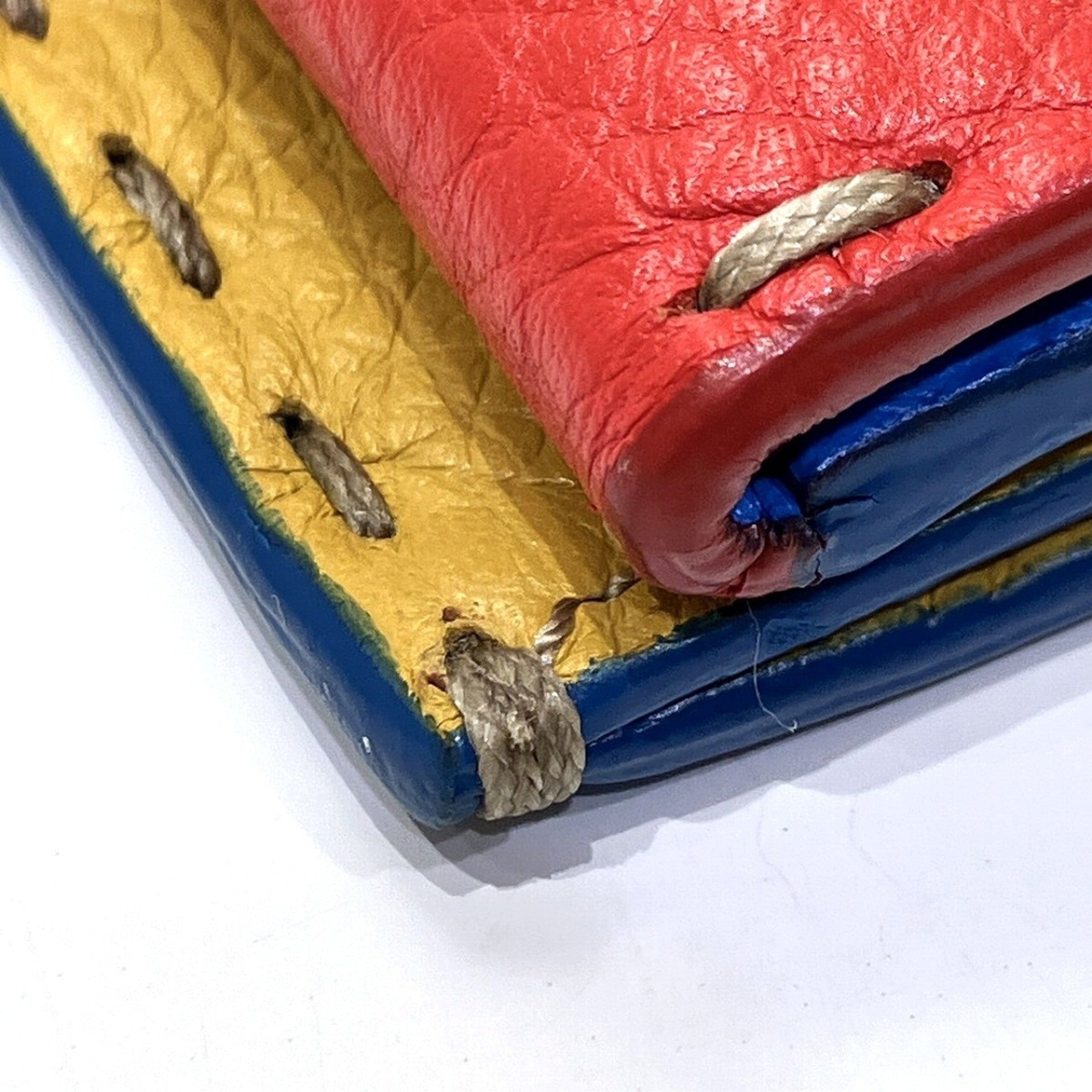 Fendi Blue Red Color Yellow Leather Long Wallet (Bi-Fold) (Pre-Owned)