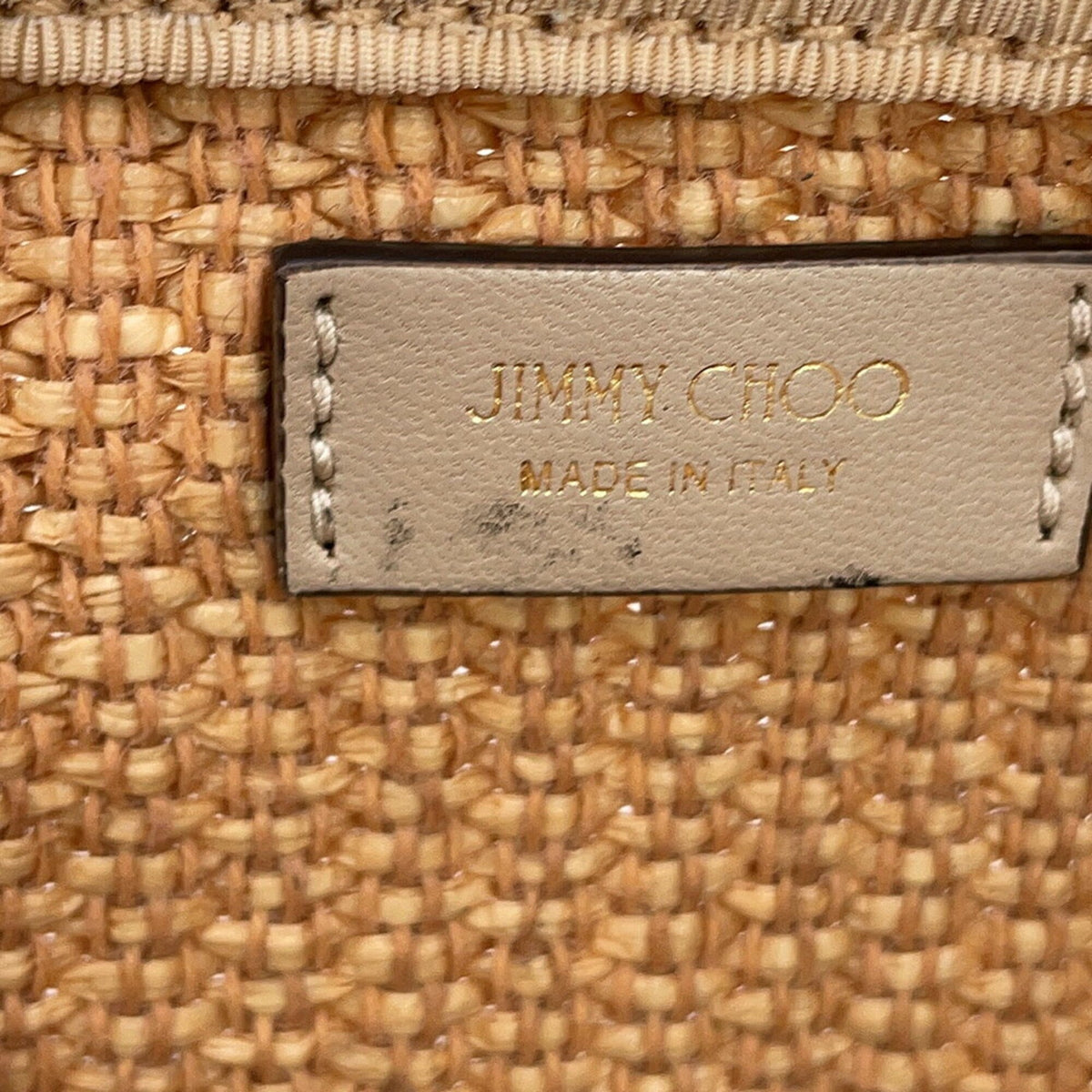 Jimmy Choo Beige Raffia Leather Handbag Shoulder Bag (Pre-Owned)