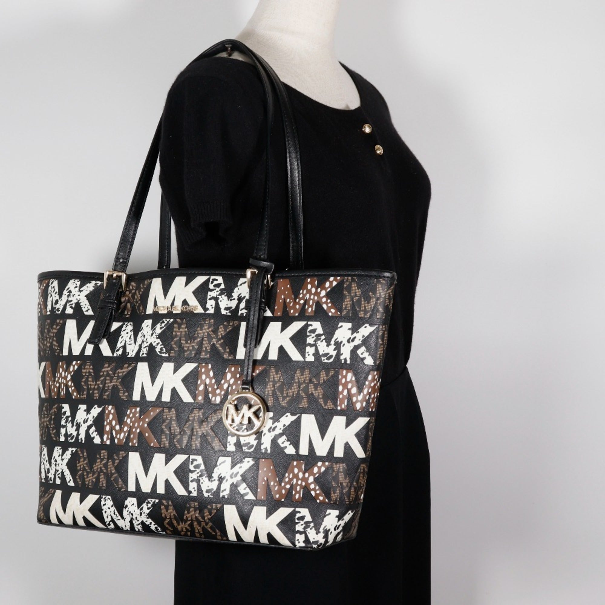 Michael Kors Black Pvc Tote Bag Weekend Bag (Pre-Owned)