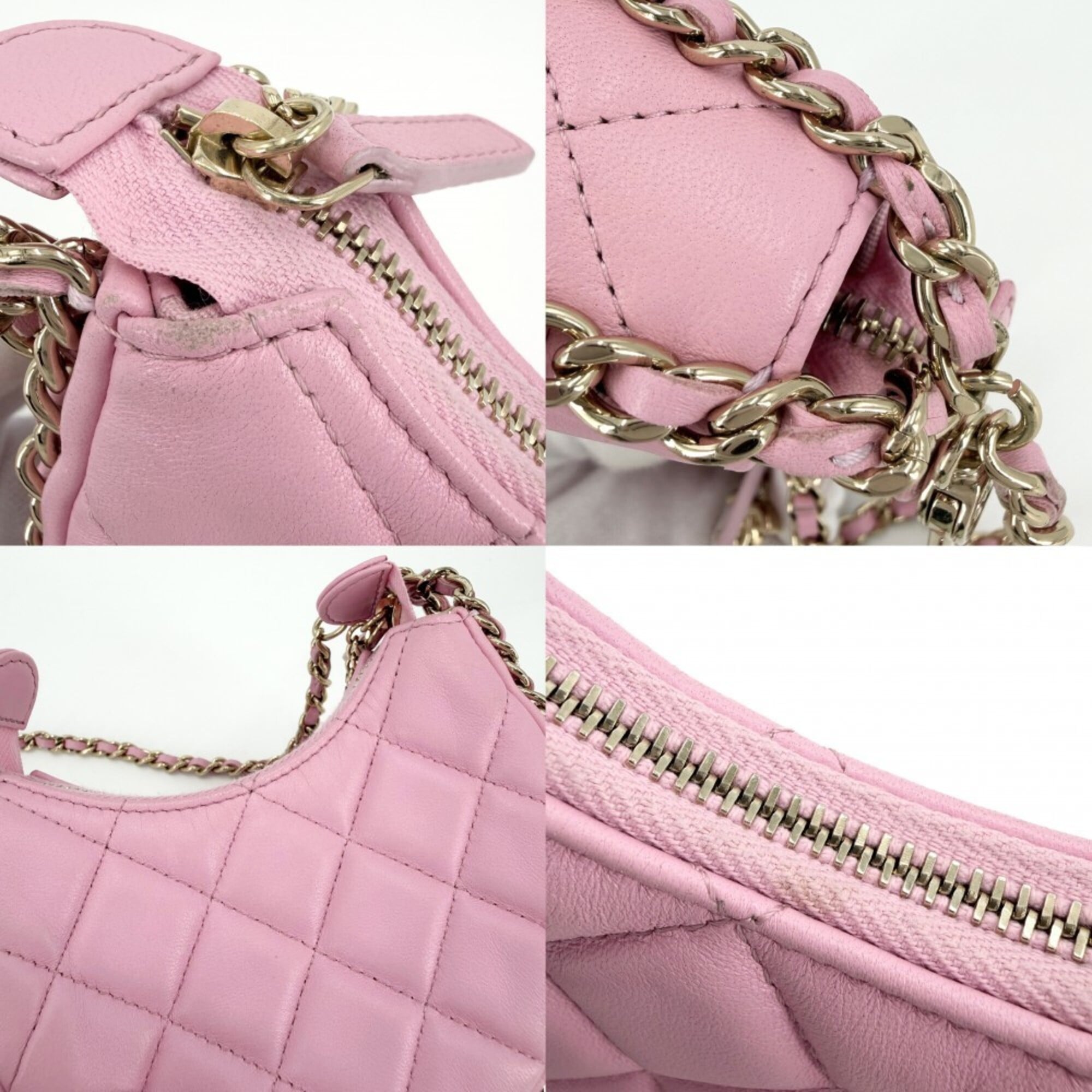 Chanel Pink Leather Pochette Shoulder Bag (Pre-Owned)