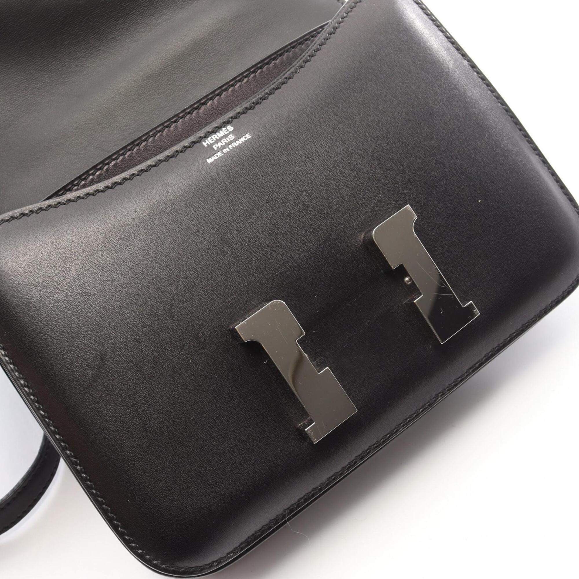 Hermes Black Swift Leather Handbag Shoulder Bag (Pre-Owned)