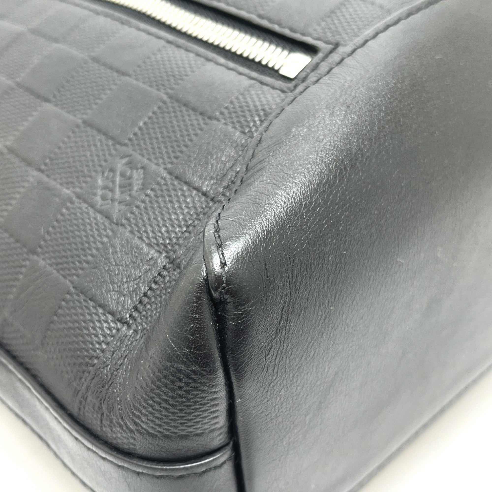 Louis Vuitton Black Gray Onyx Damier Infini Leather Messenger Bag Shoulder Bag (Pre-Owned)
