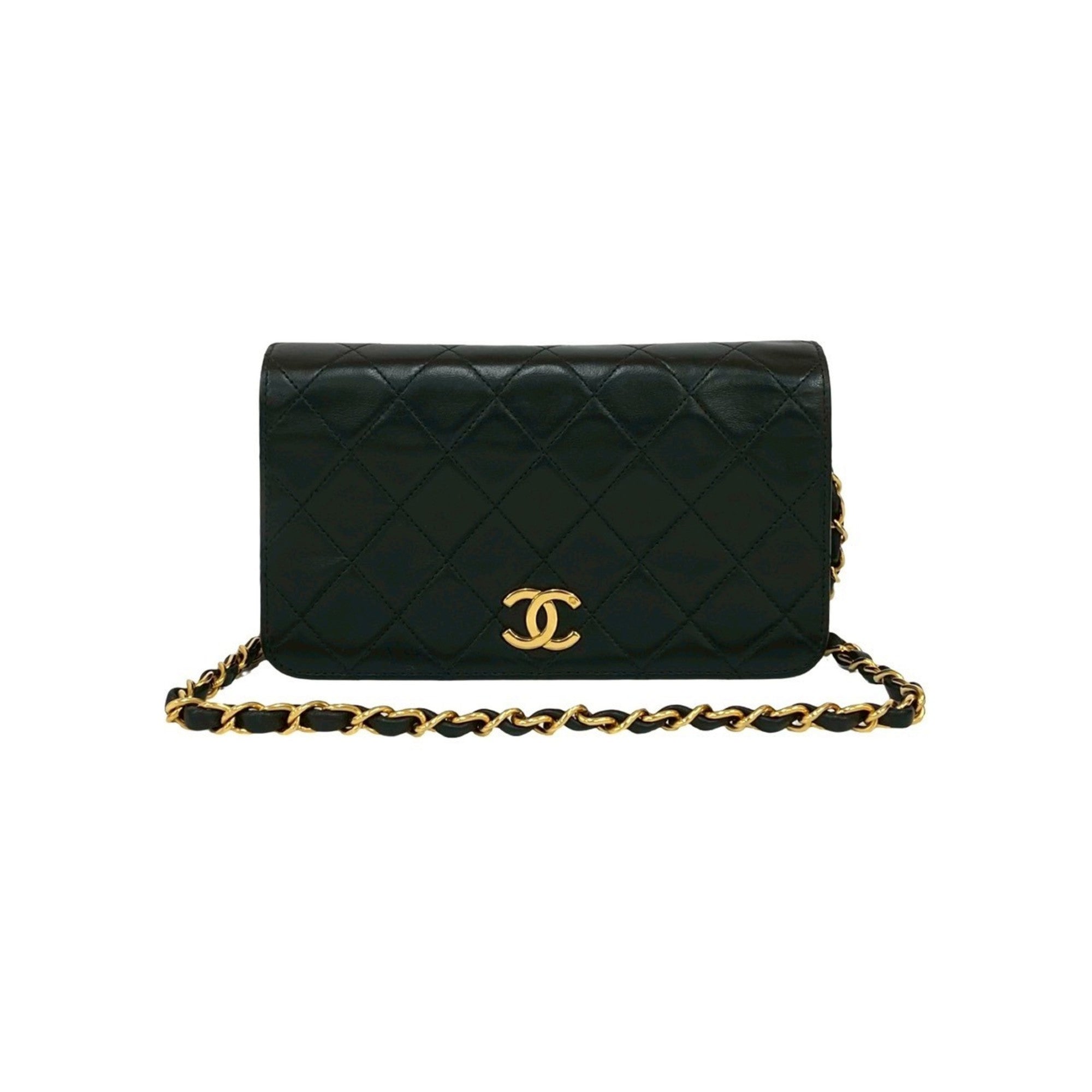 Chanel Black Leather Pochette Shoulder Bag (Pre-Owned)
