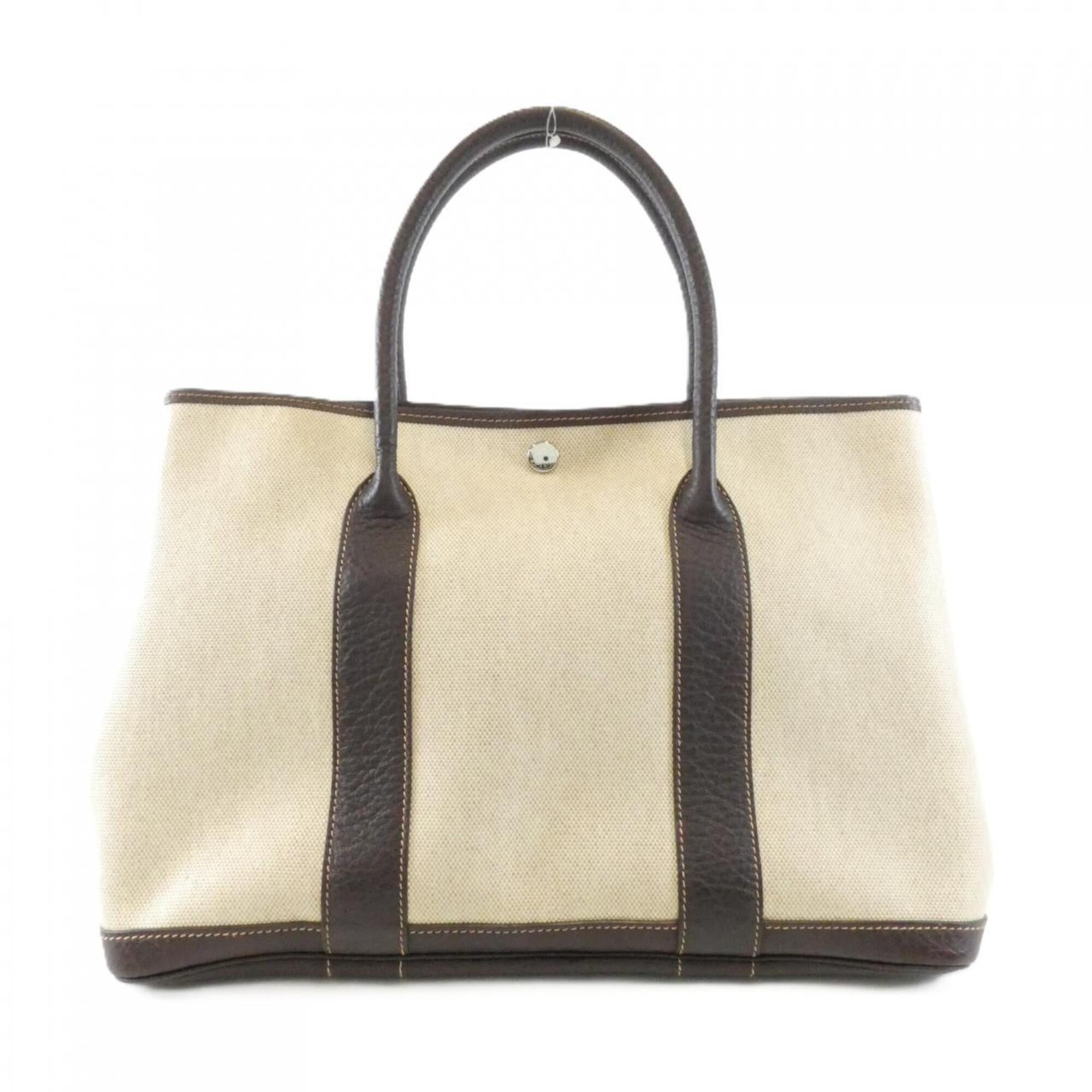Hermes Brown Toile H Buffle Skipper Leather Handbag (Pre-Owned)