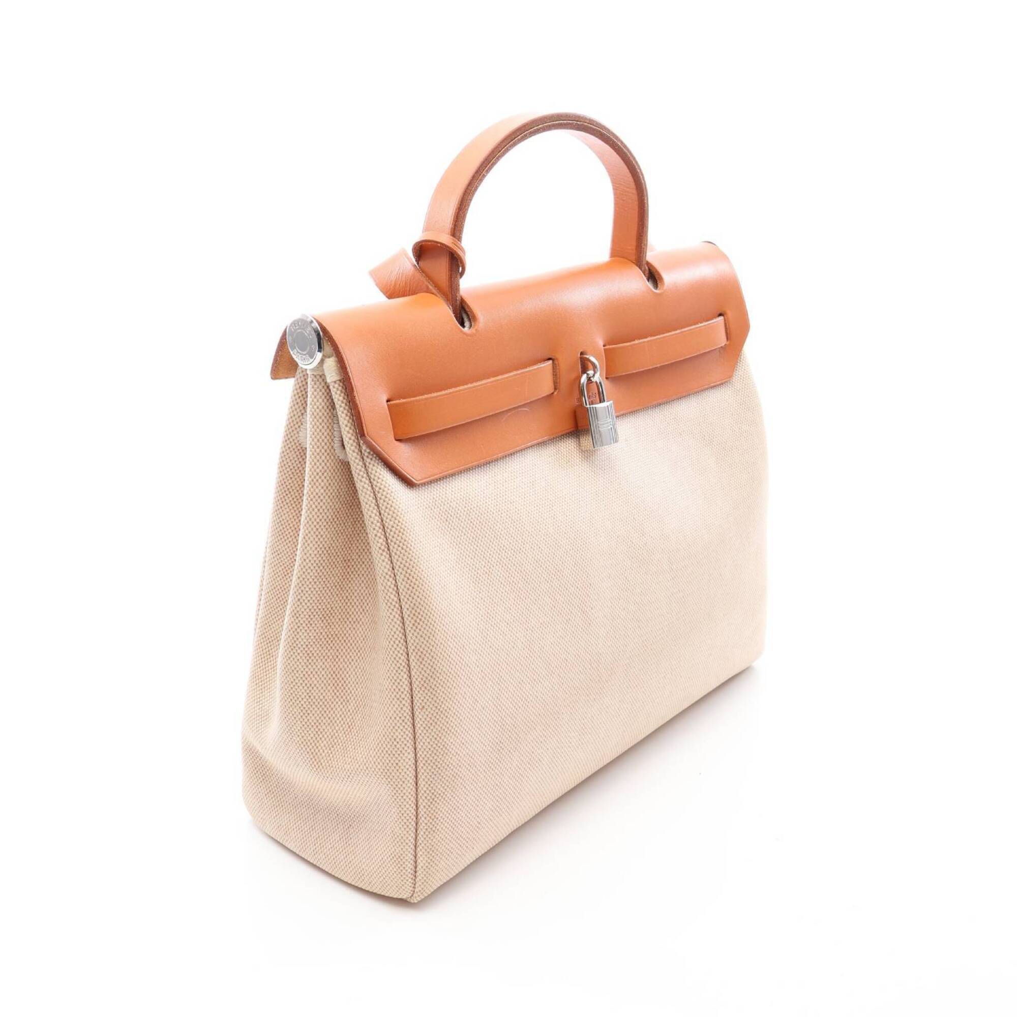 Hermes Brown Ecru Ivory Natural Toile H Handbag (Pre-Owned)