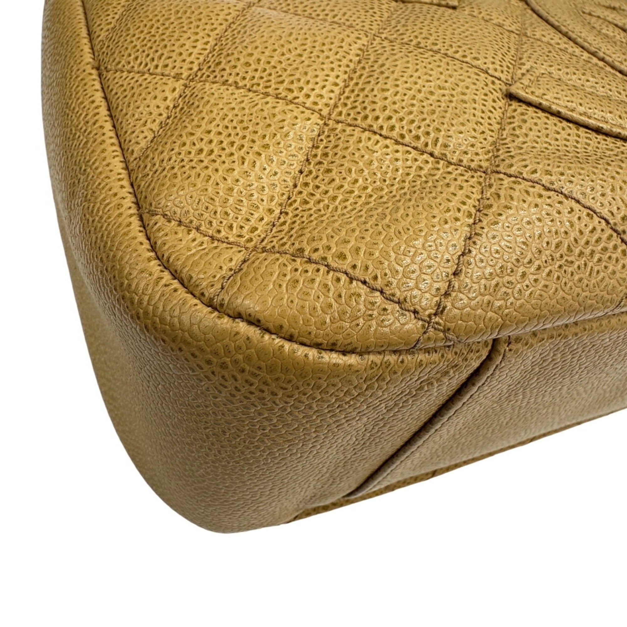 Chanel Beige Grained Calfskin Shoulder Bag (Pre-Owned)