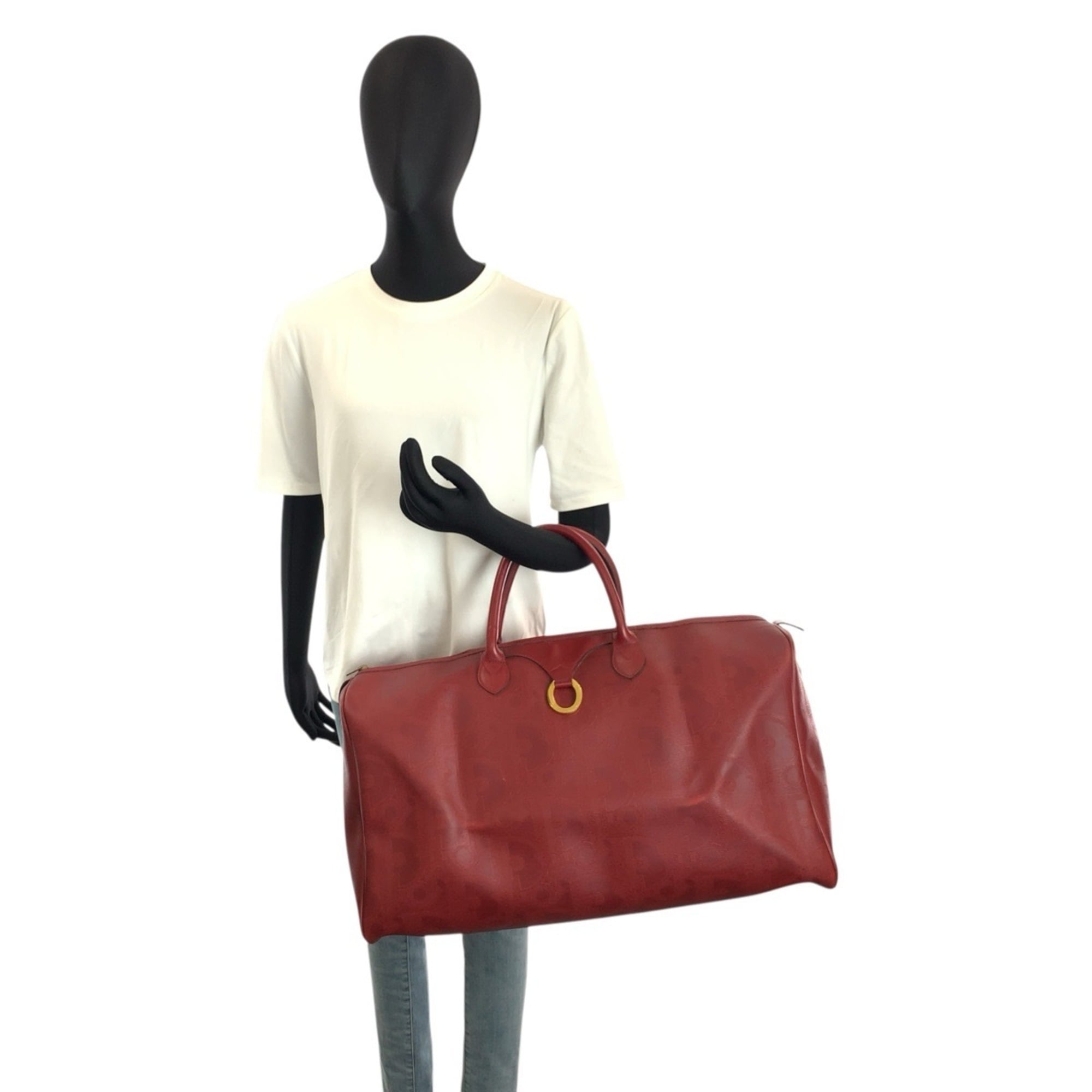 Christian Dior Red Color Pvc Boston Bag Shoulder Bag (Pre-Owned)