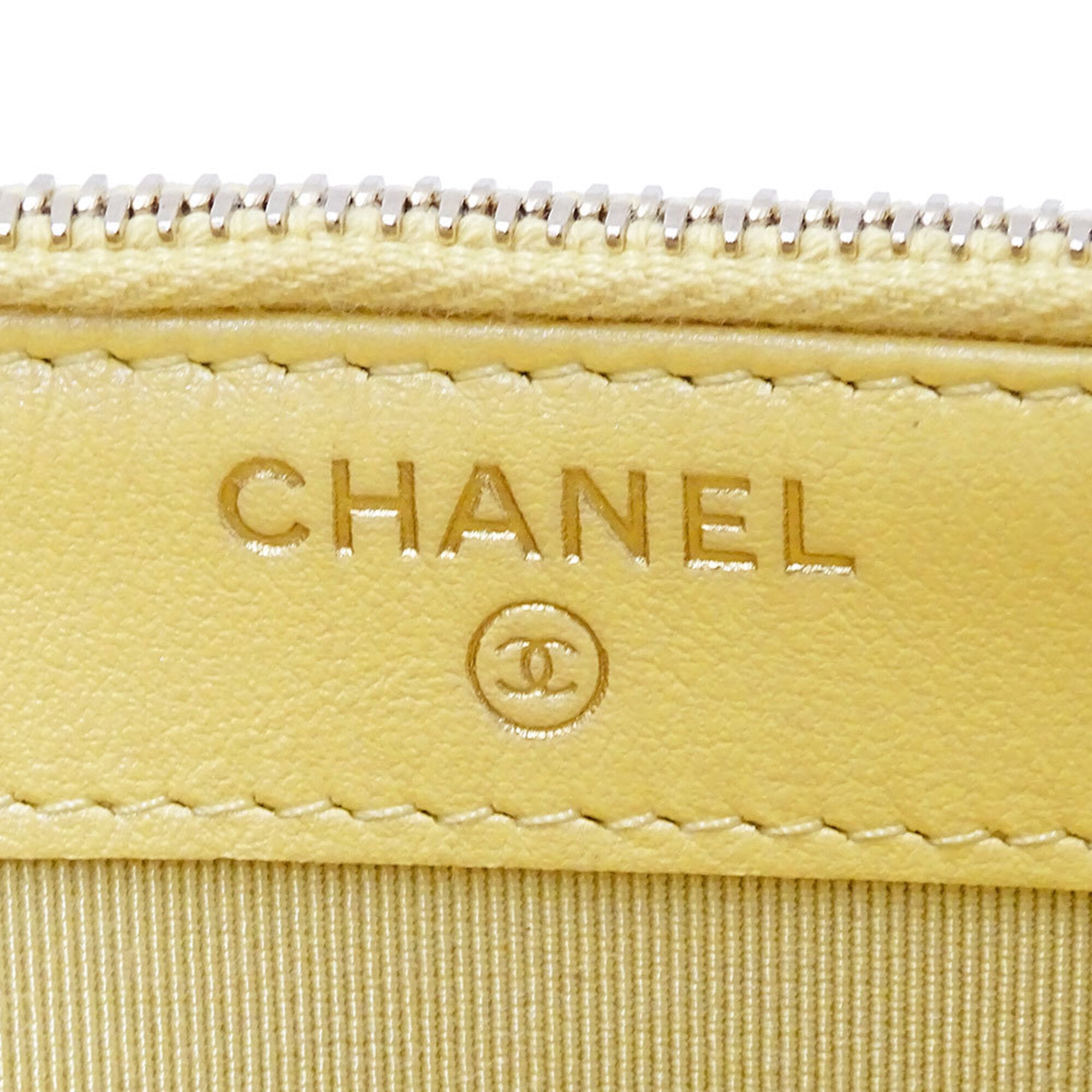 Chanel Yellow Grained Calfskin Chain/Shoulder Wallet (Pre-Owned)