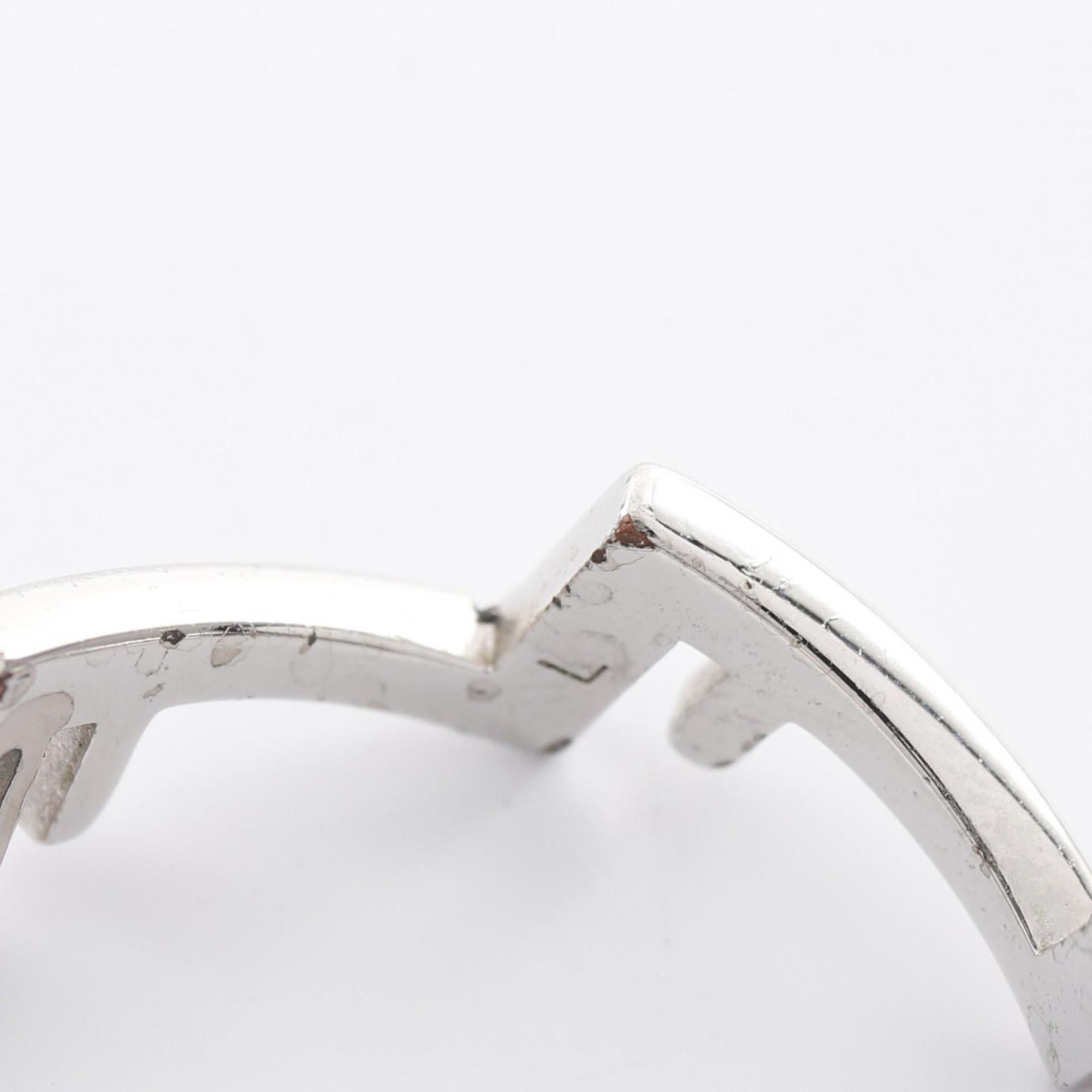 Fendi Silver Clear Stainless Steel Band Ring (Pre-Owned)