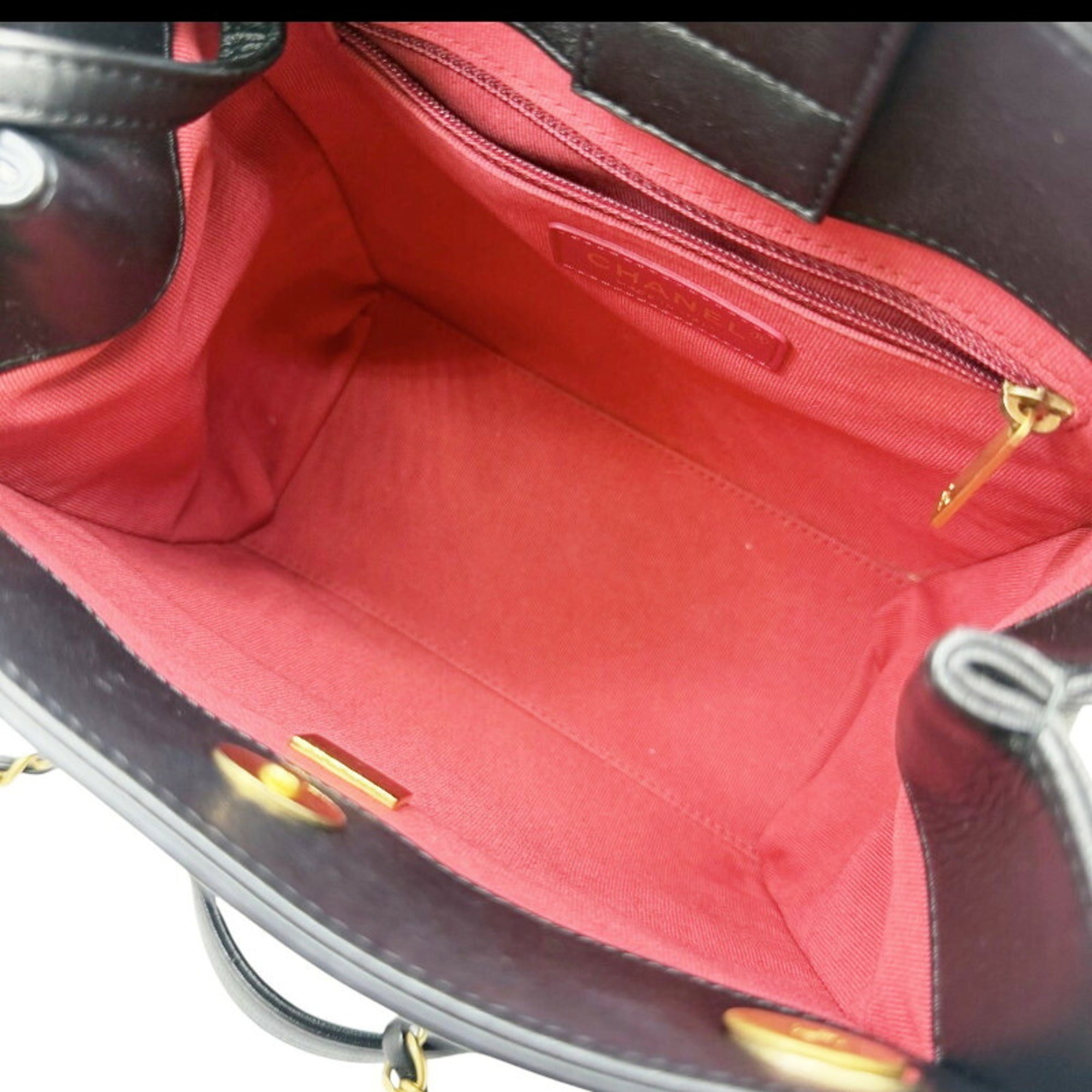 Chanel Black Leather Shoulder Bag Tote Bag (Pre-Owned)