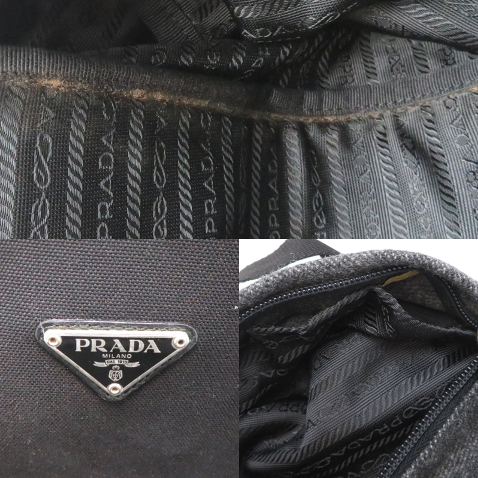 Prada Gray Wool Backpack (Pre-Owned)