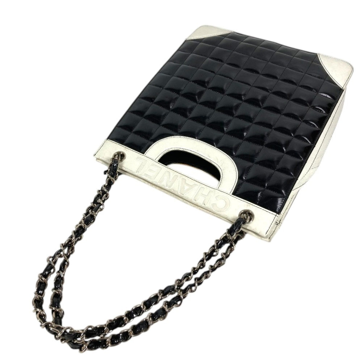 Chanel Chocolate Bar Black White Leather Shoulder Bag Tote Bag (Pre-Owned)