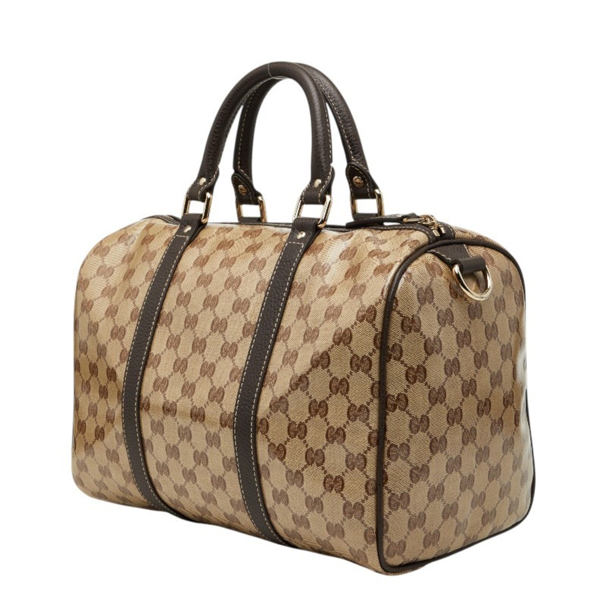 Gucci Beige Brown Pvc Leather Boston Bag Handbag (Pre-Owned)
