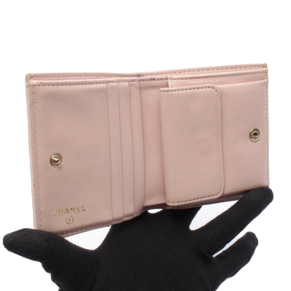 Chanel Pink Grained Calfskin Wallet (Bi-Fold) (Pre-Owned)