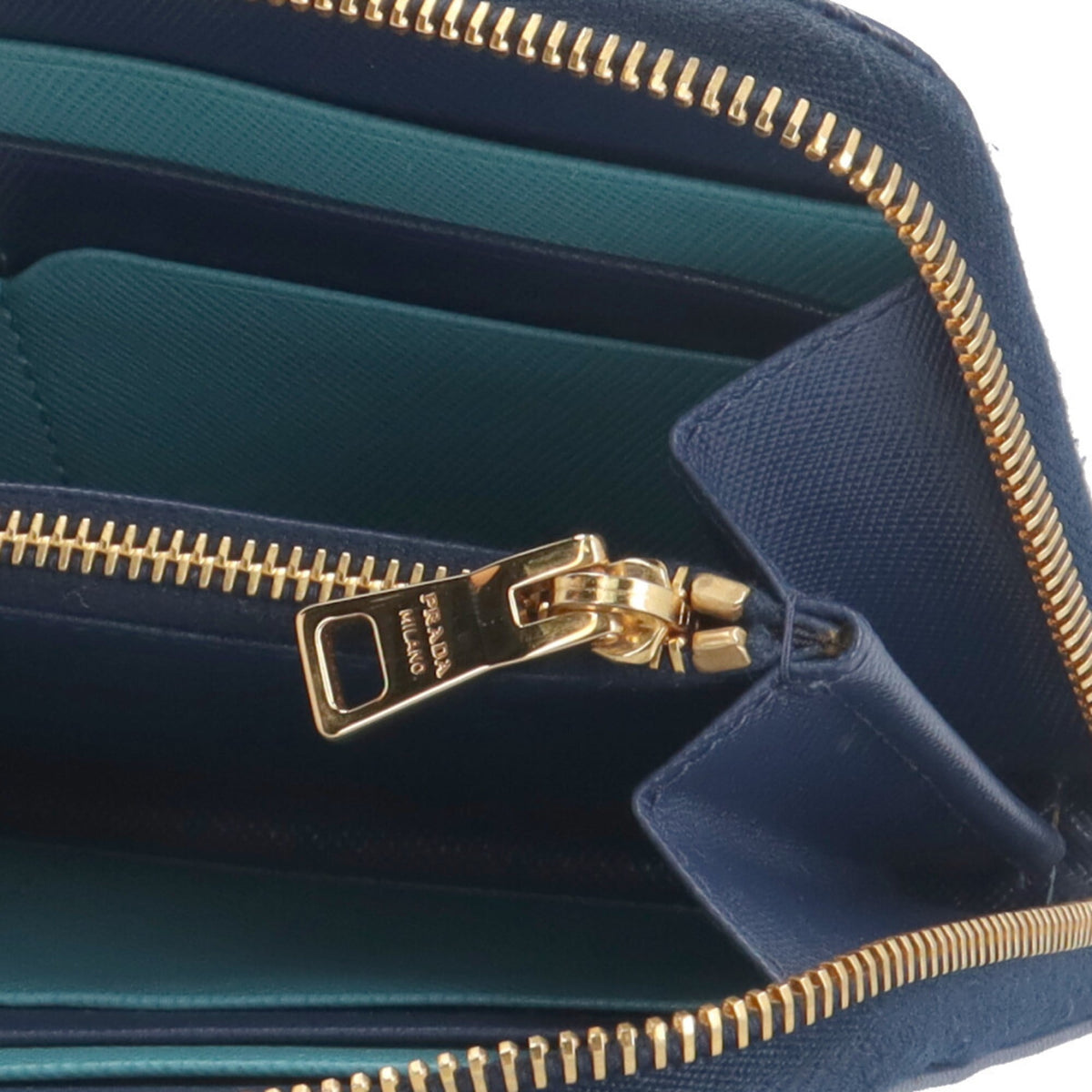 Prada Blue Leather Long Wallet (Bi-Fold) (Pre-Owned)