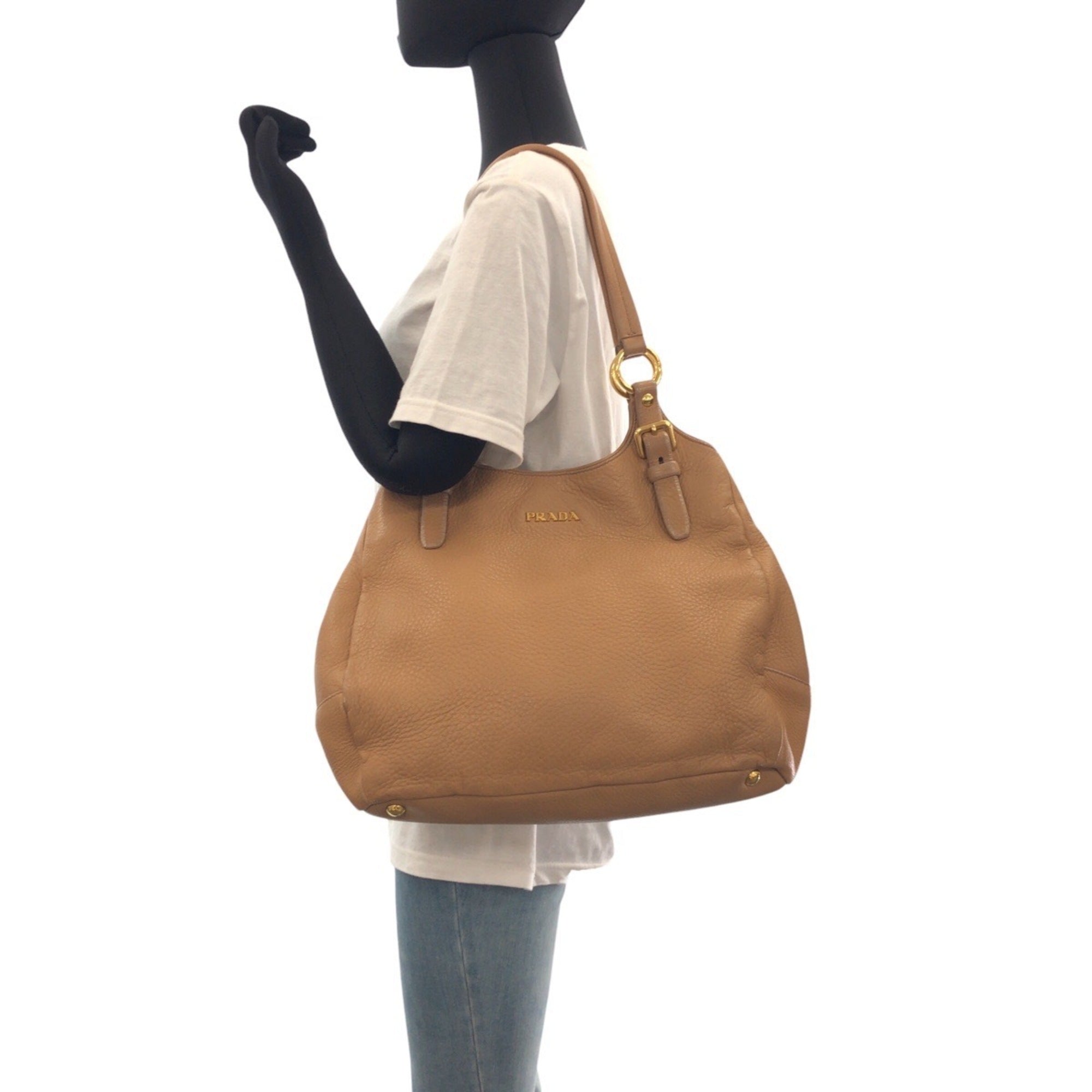 Prada Beige Leather Shoulder Bag (Pre-Owned)