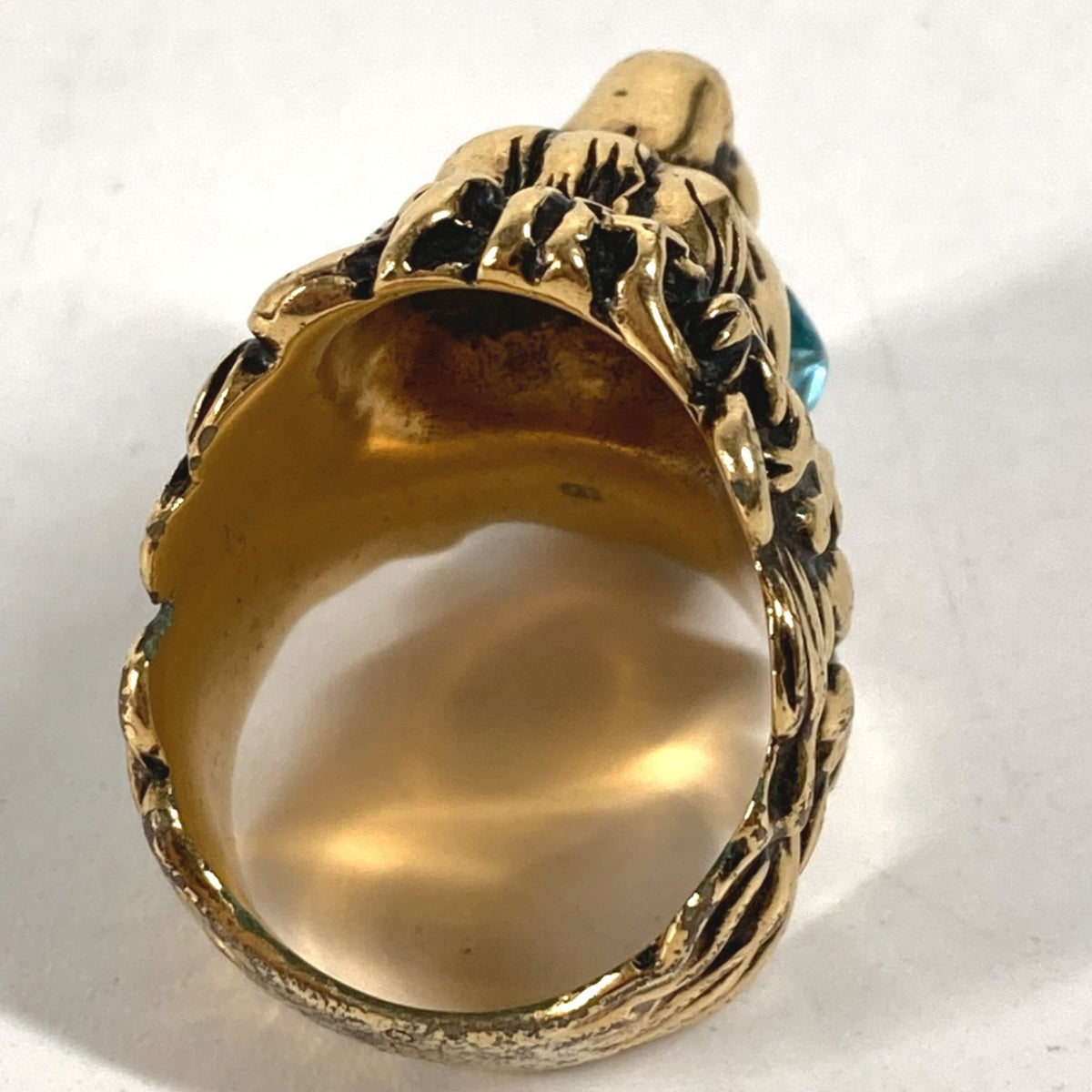 Gucci Gold Light Blue Metal Band Ring (Pre-Owned)