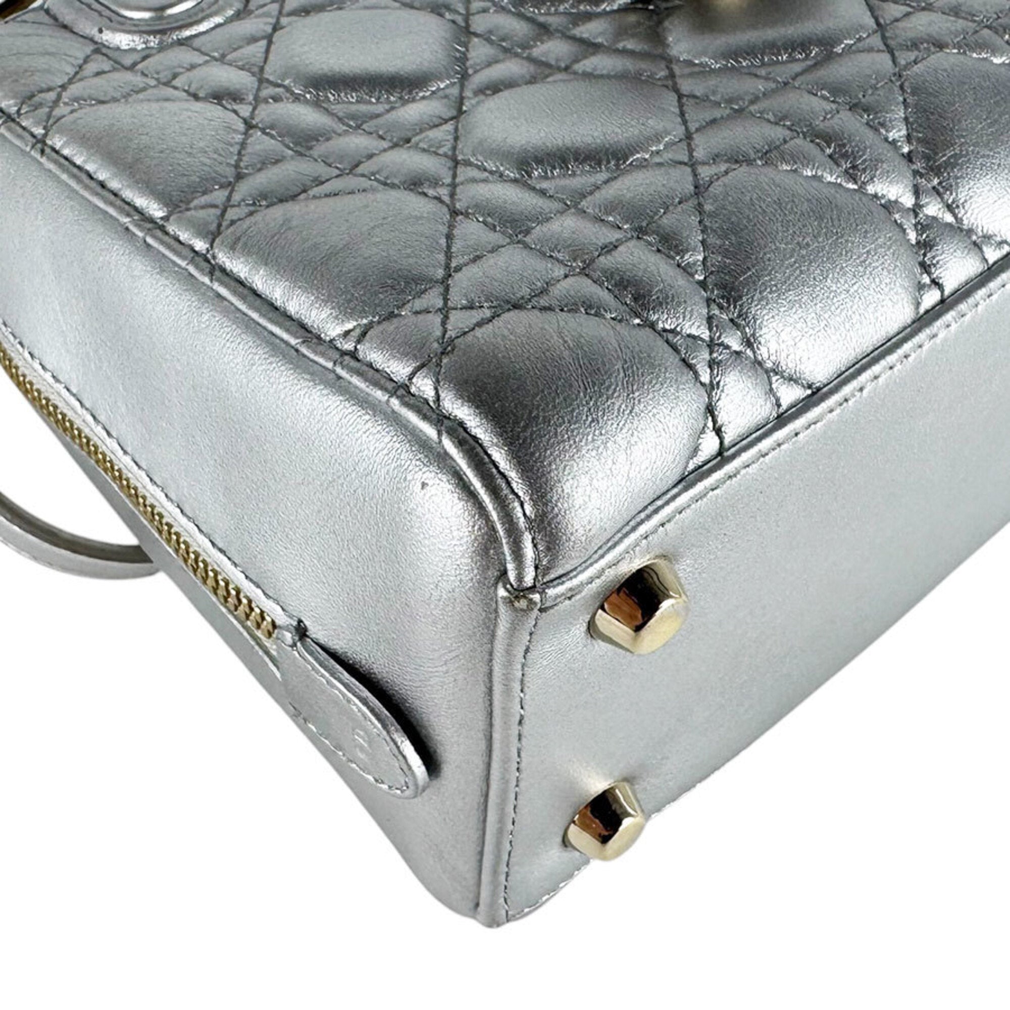 Christian Dior Silver Leather Shoulder Bag (Pre-Owned)