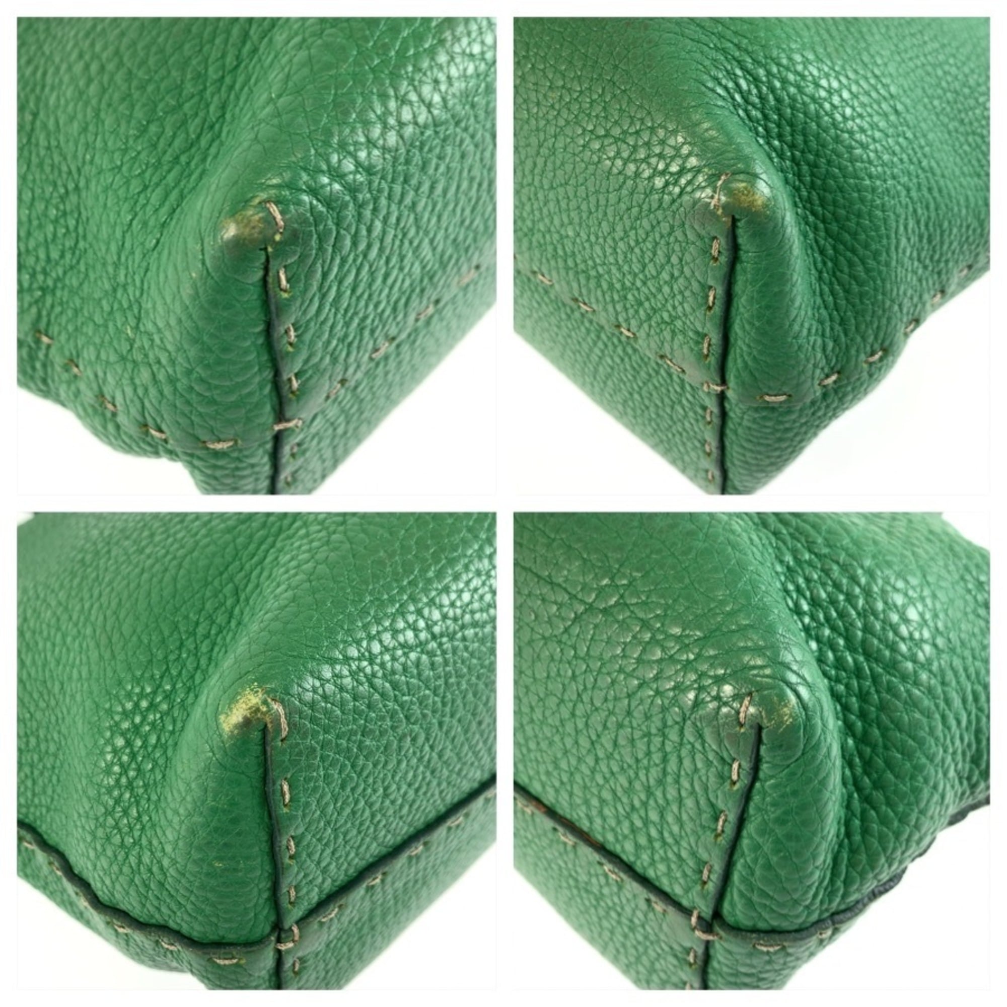 Fendi Green Leather Handbag Tote Bag (Pre-Owned)