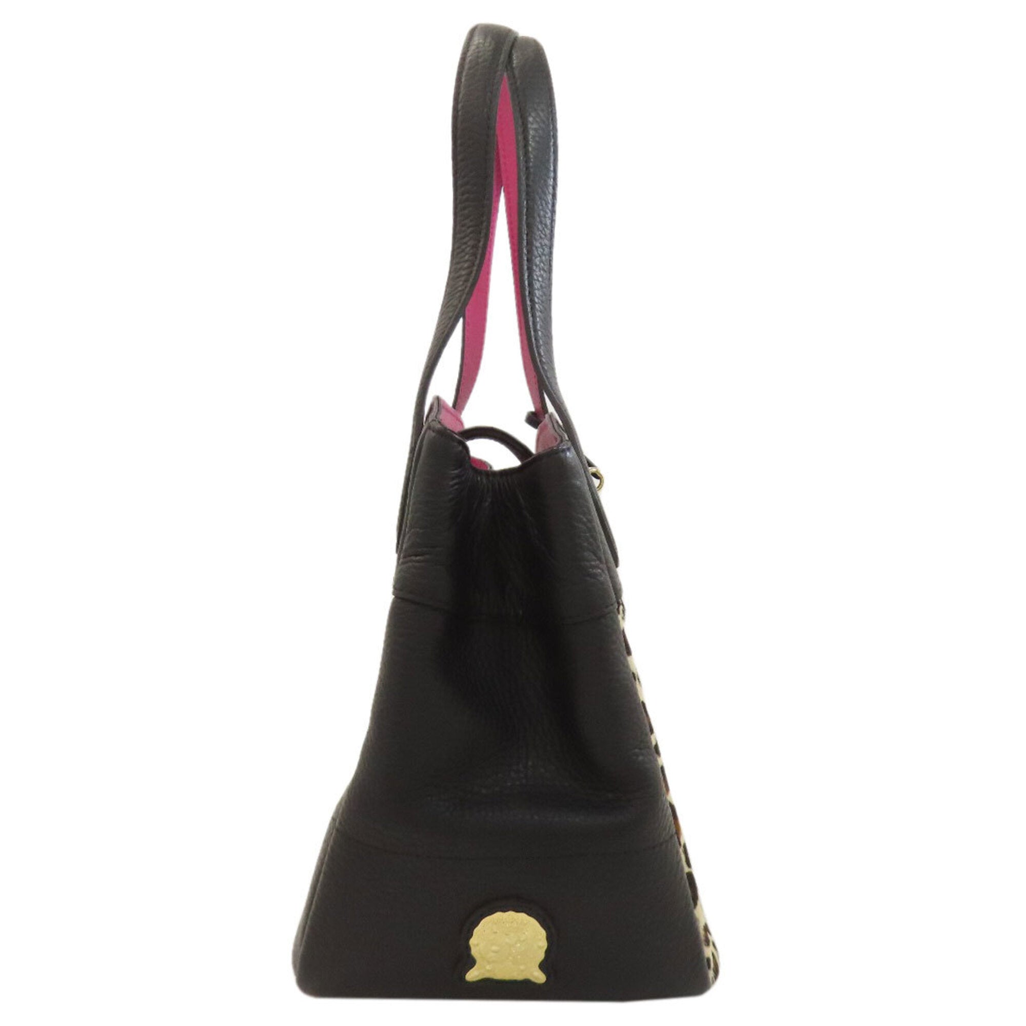 A.D.M.J Black Leather Handbag (Pre-Owned)
