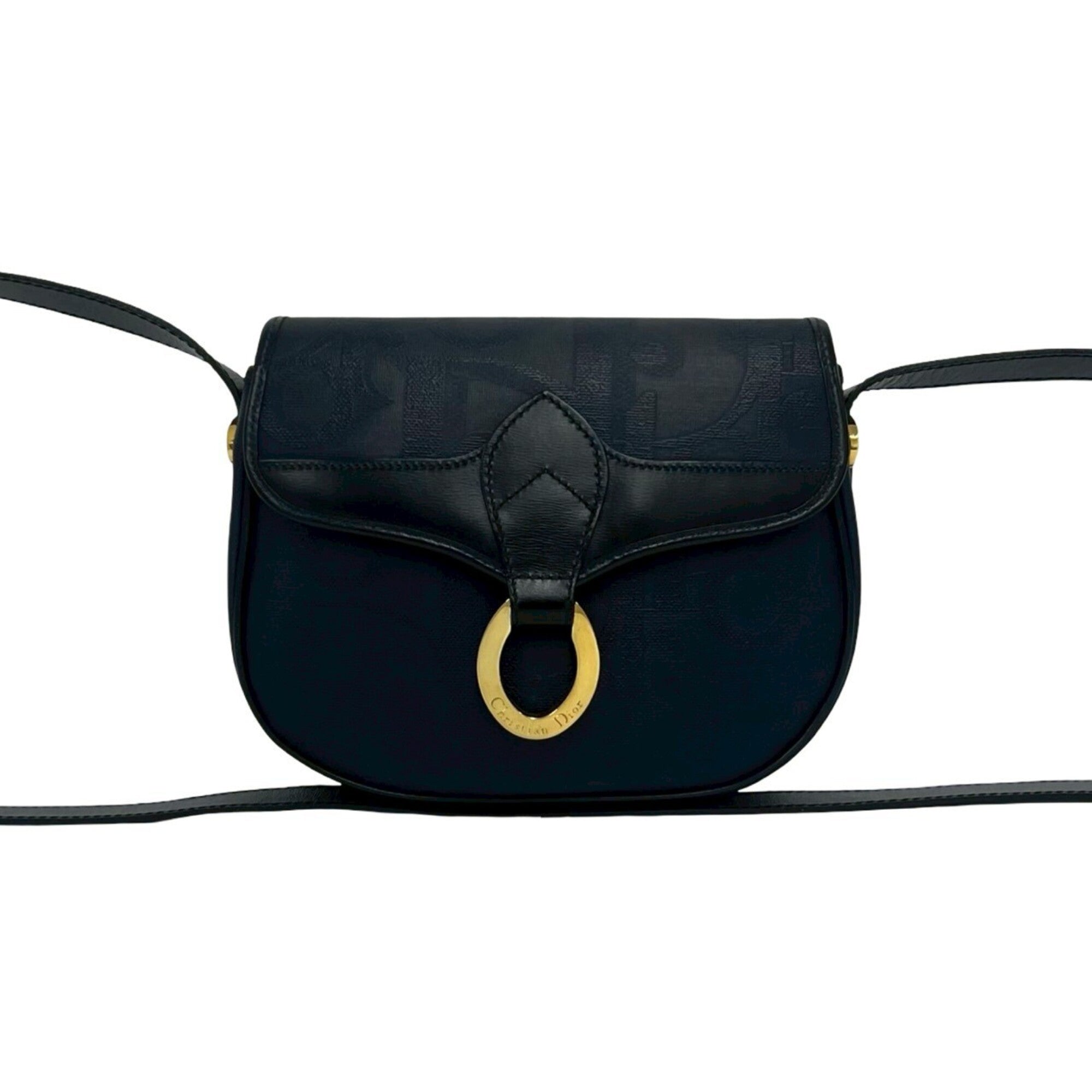 Christian Dior Navy Pvc Leather Pochette Shoulder Bag (Pre-Owned)