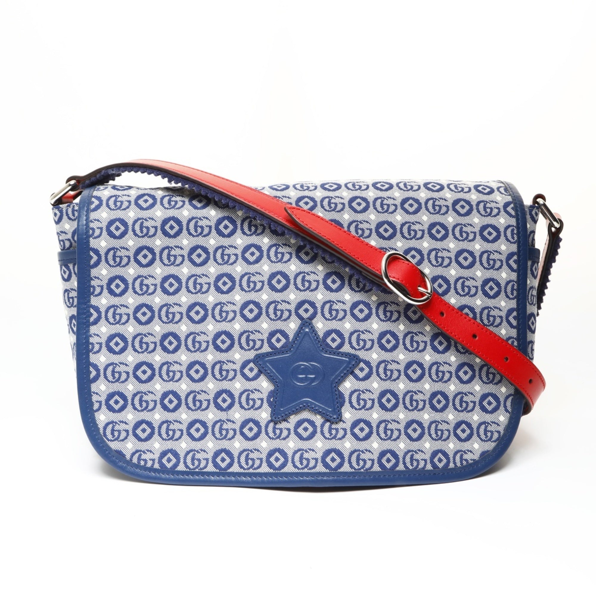 Gucci Gg Canvas Blue Gg Canvas Shoulder Bag (Pre-Owned)
