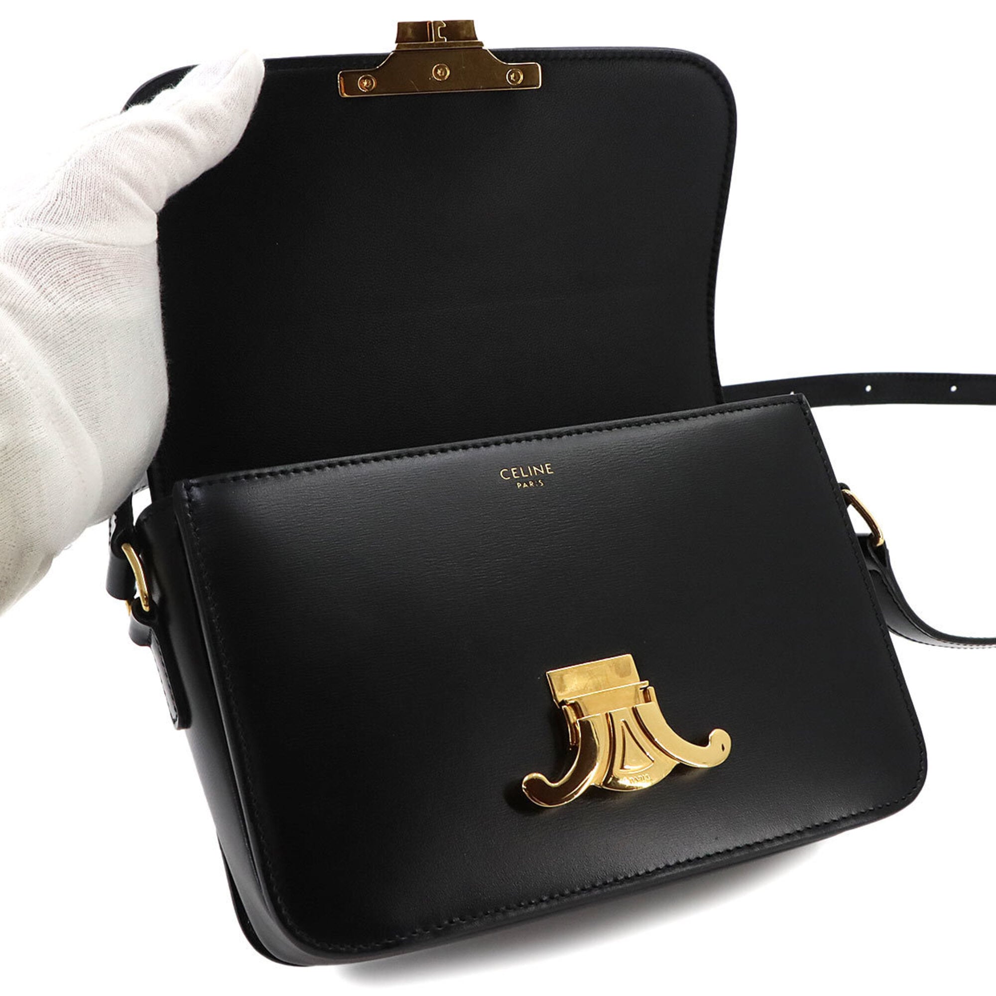 Celine Black Leather Handbag Shoulder Bag (Pre-Owned)