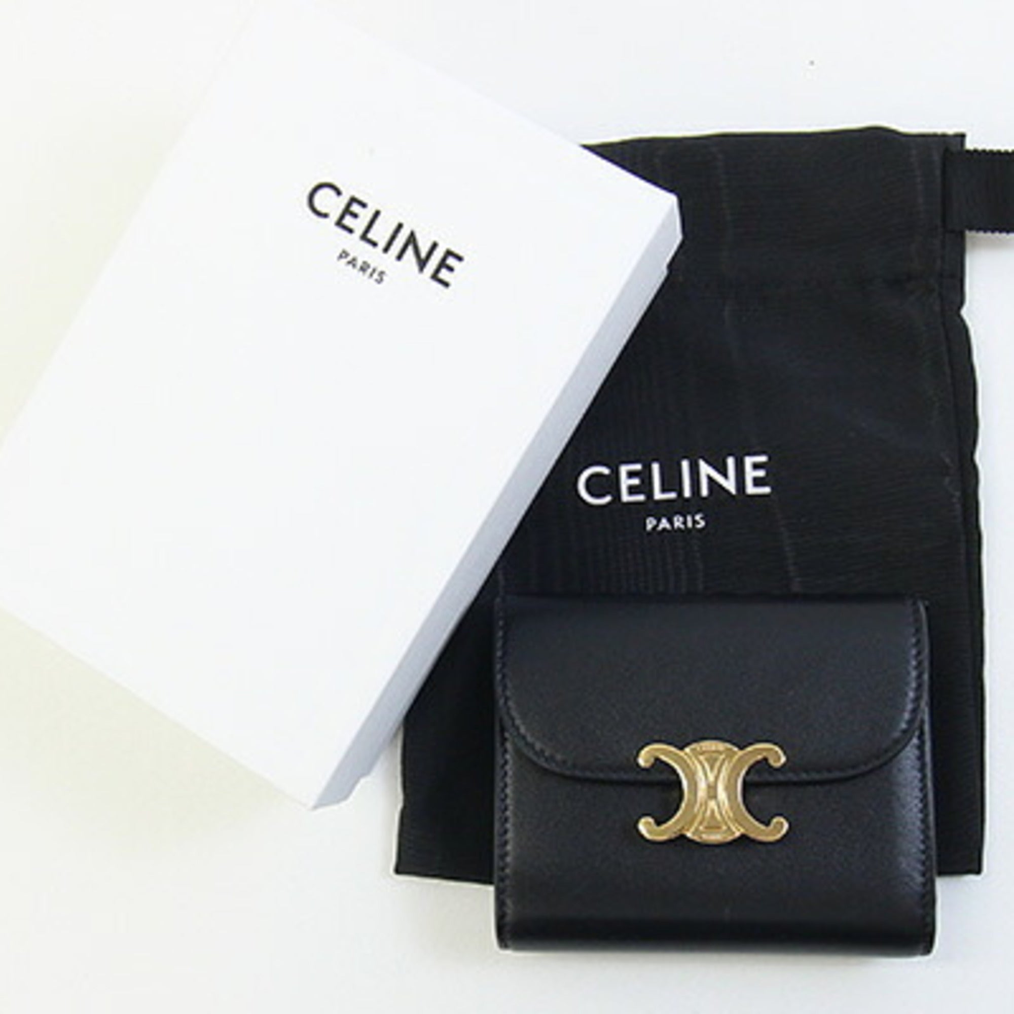 Celine Black Leather Wallet (Tri-Fold) (Pre-Owned)