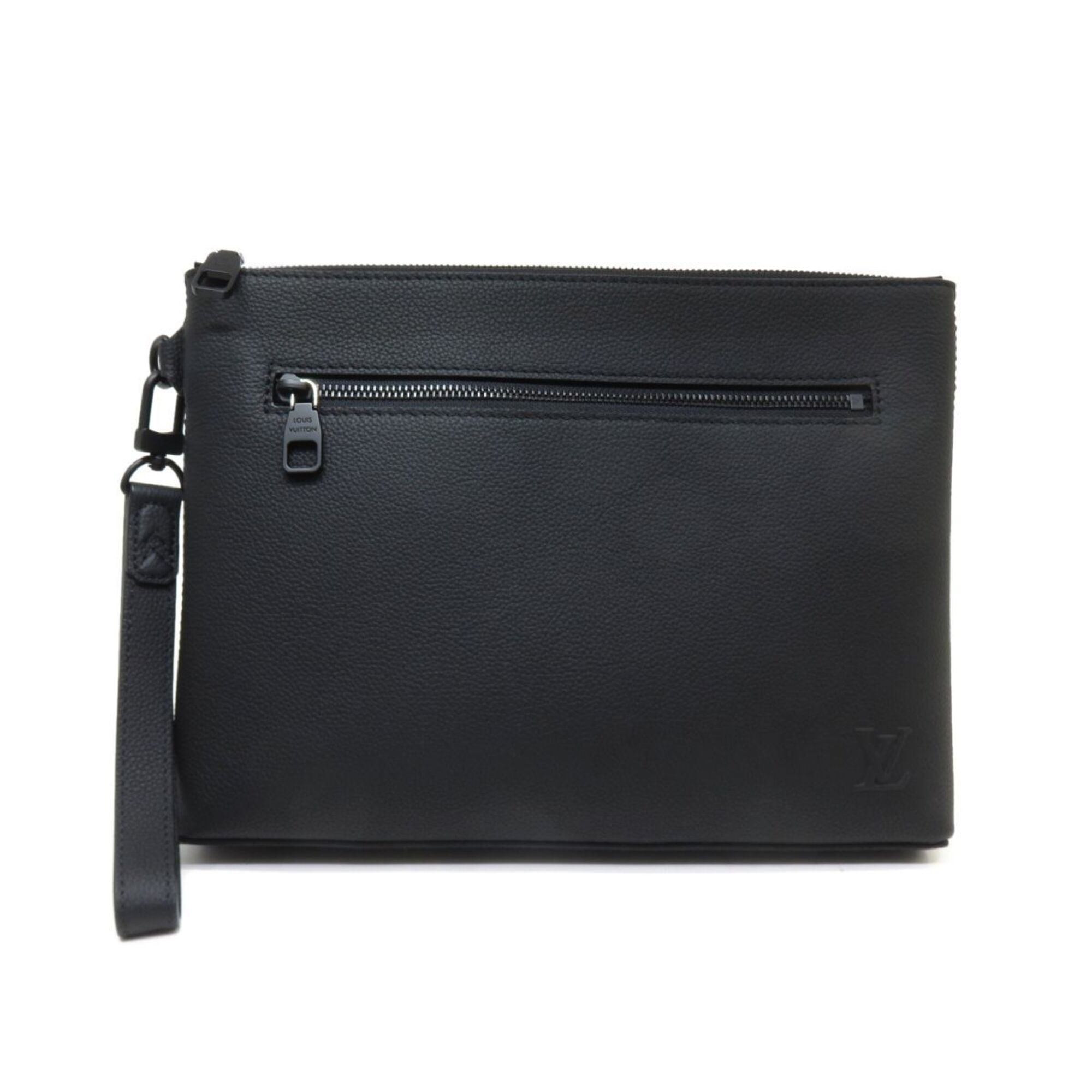 Louis Vuitton Black Leather Clutch Bag Pouch (Pre-Owned)