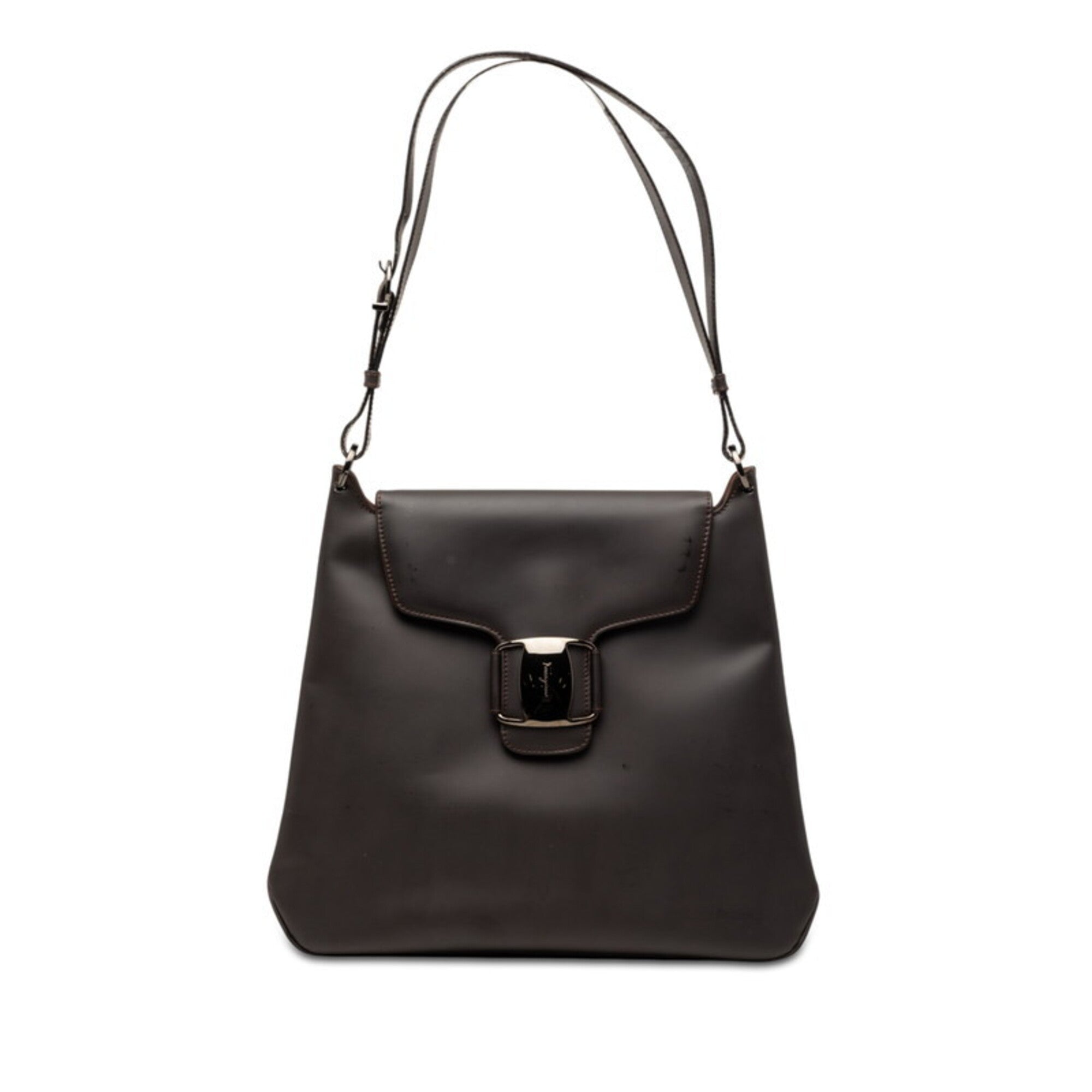 Salvatore Ferragamo Dark Brown Leather Shoulder Bag (Pre-Owned)