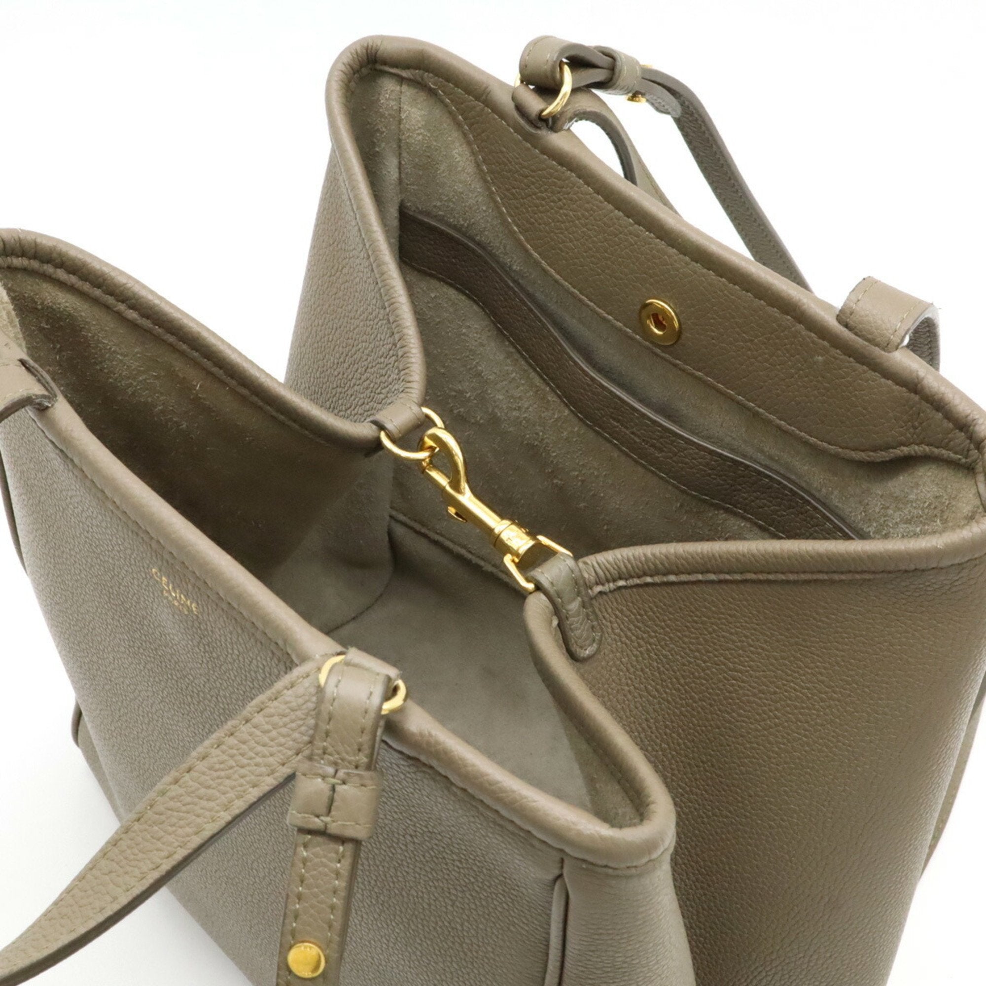 Celine Grayish Leather Shoulder Bag Tote Bag (Pre-Owned)