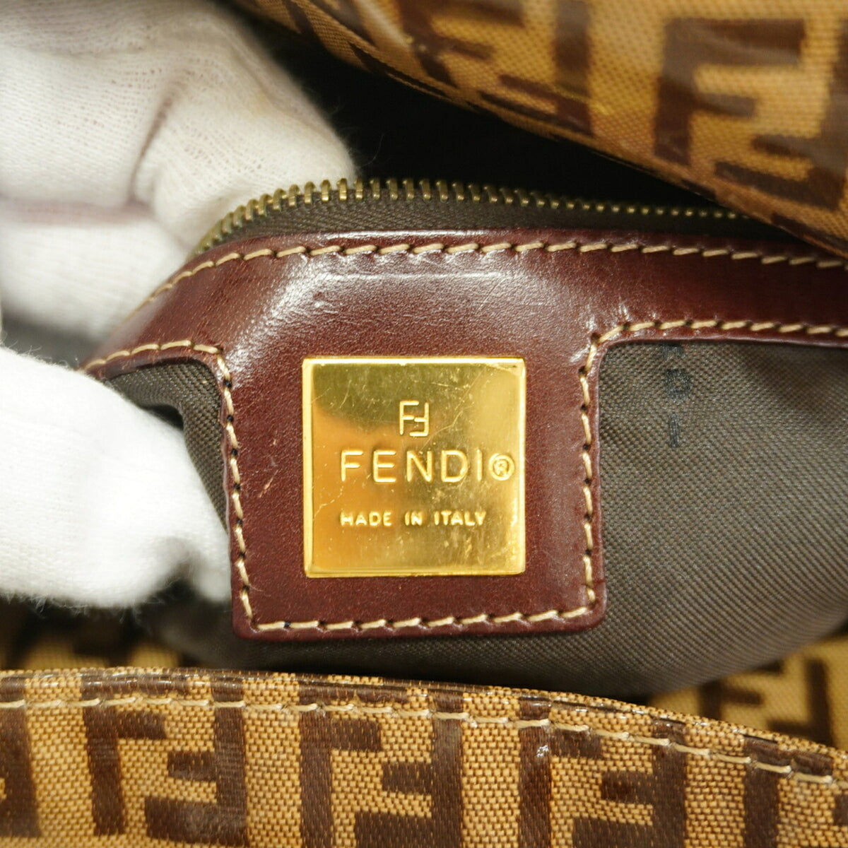 Fendi Brown Coated Canvas Handbag (Pre-Owned)