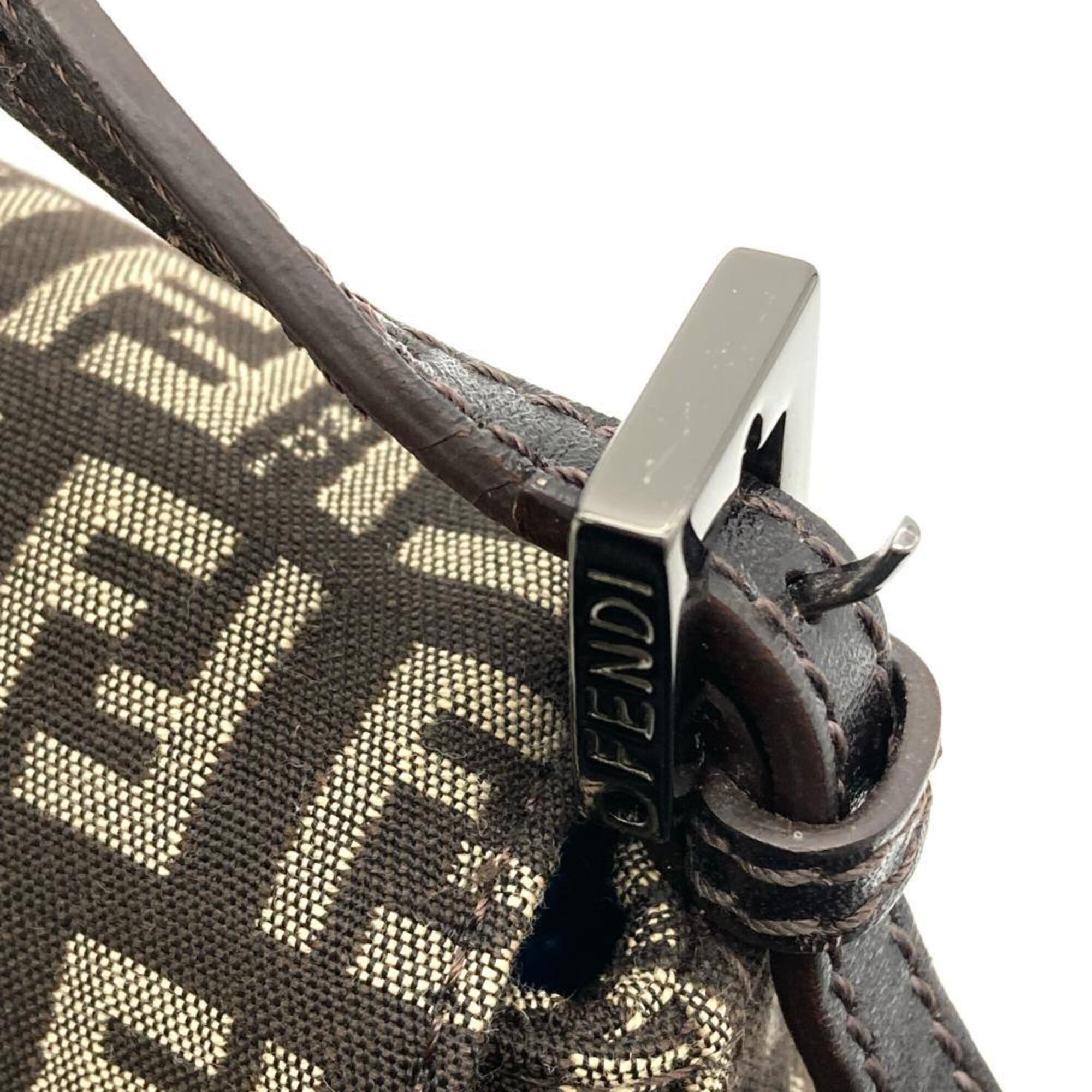 Fendi Brown Jacquard Leather Shoulder Bag (Pre-Owned)