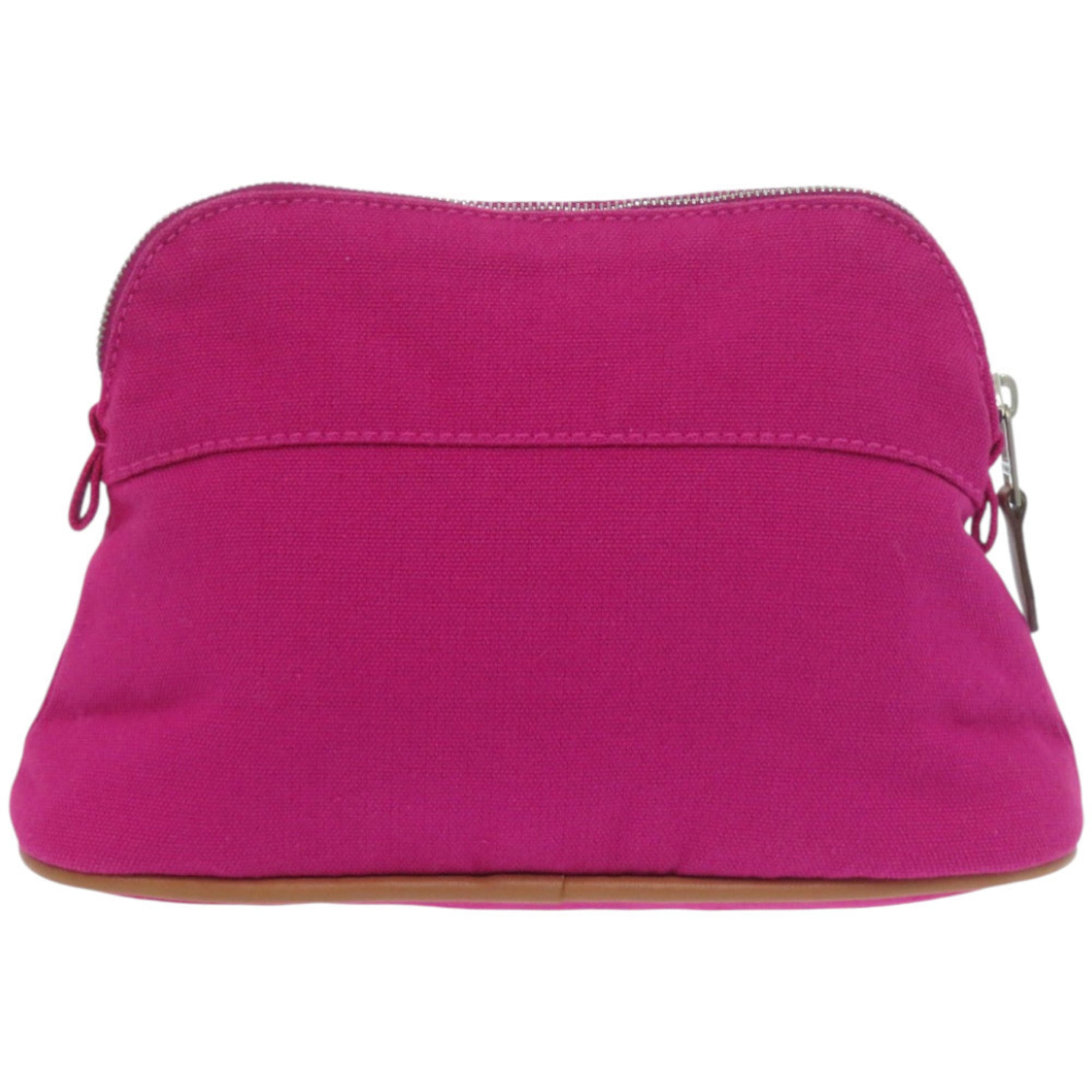 Hermes Brown Orange Pink Purple Cotton Leather Pouch (Pre-Owned)