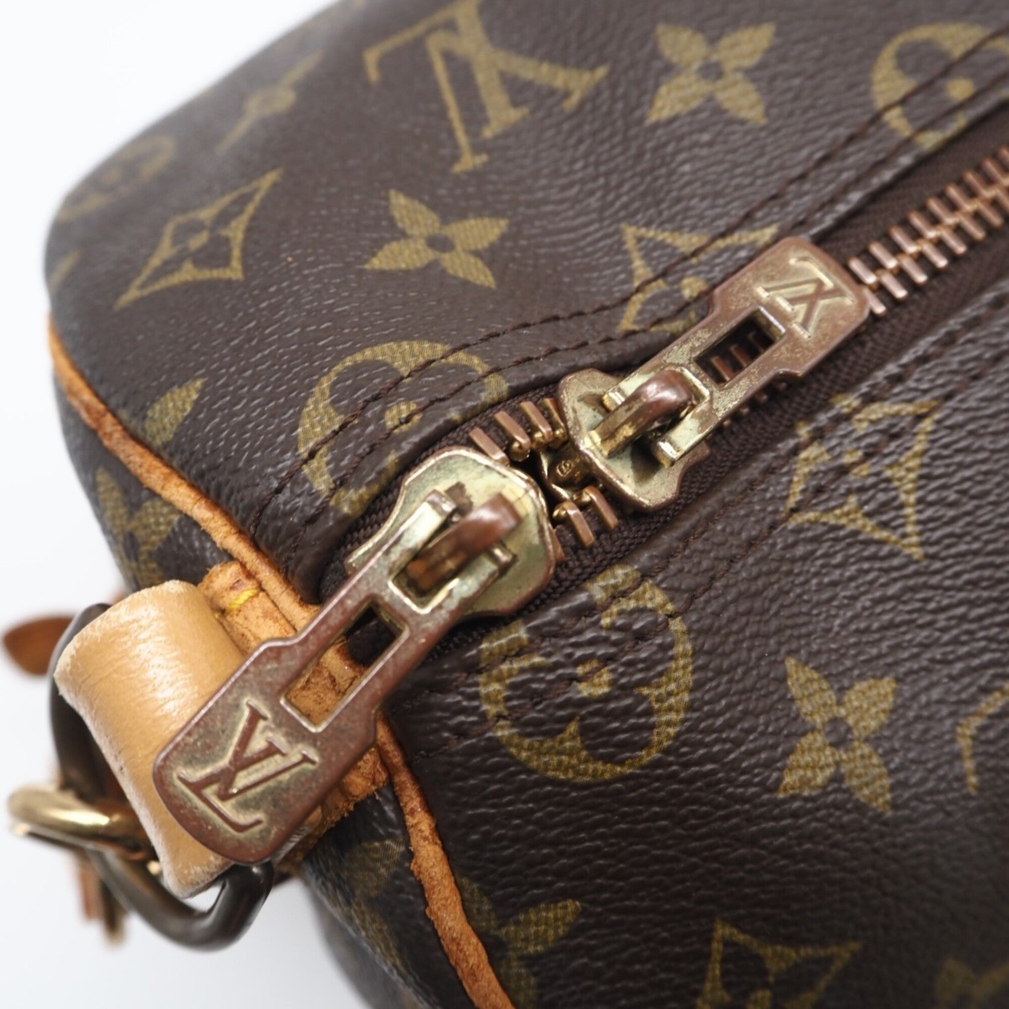 Louis Vuitton Brown Coated Canvas Leather Boston Bag (Pre-Owned)