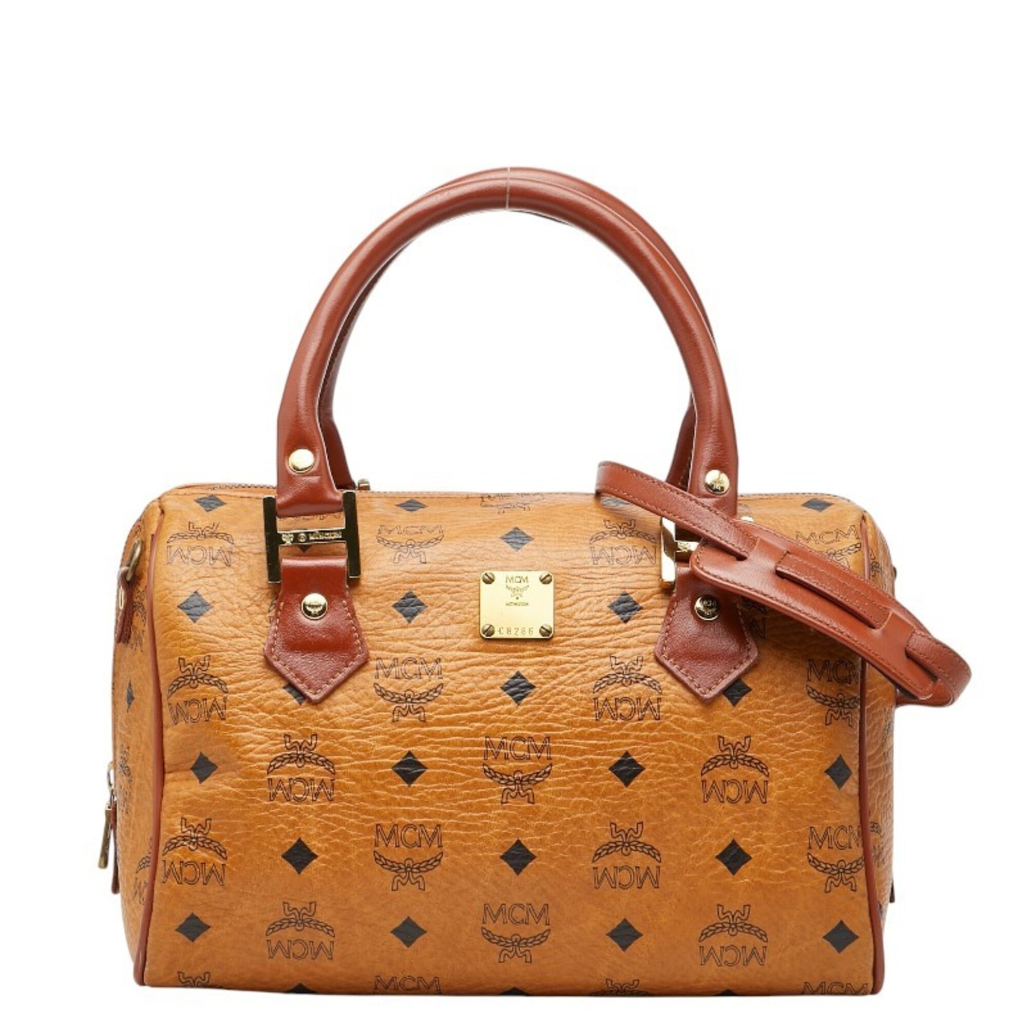 Mcm Brown Pvc Leather Boston Bag Handbag (Pre-Owned)