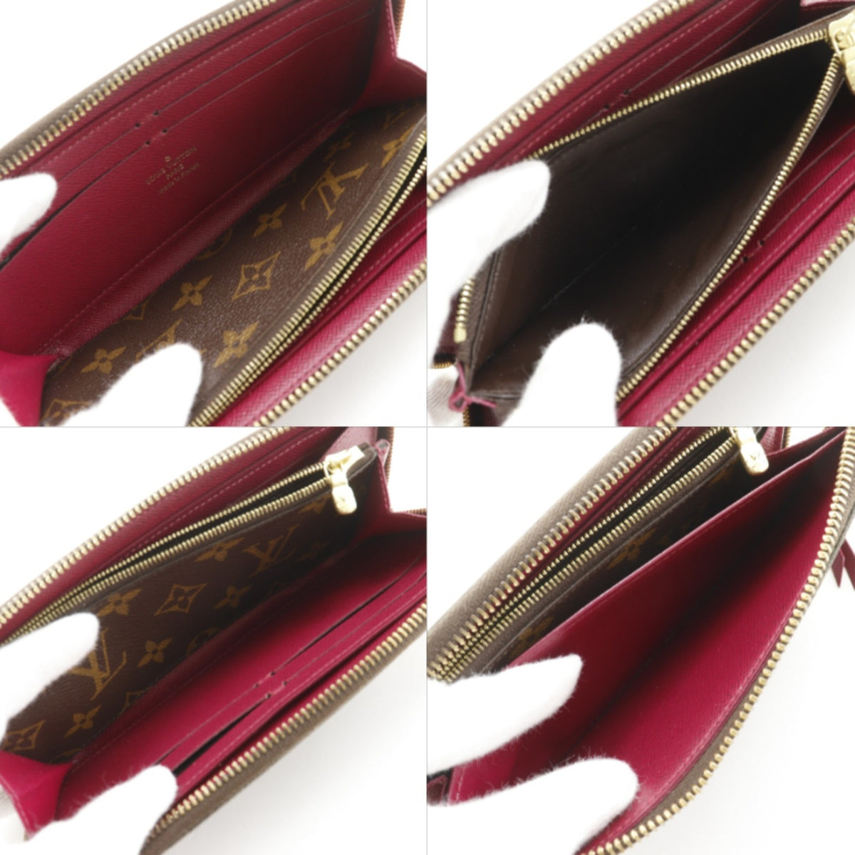 Louis Vuitton Brown Fuchsia Galle Monogram Red Color Monogram Long Wallet (Bi-Fold) (Pre-Owned)