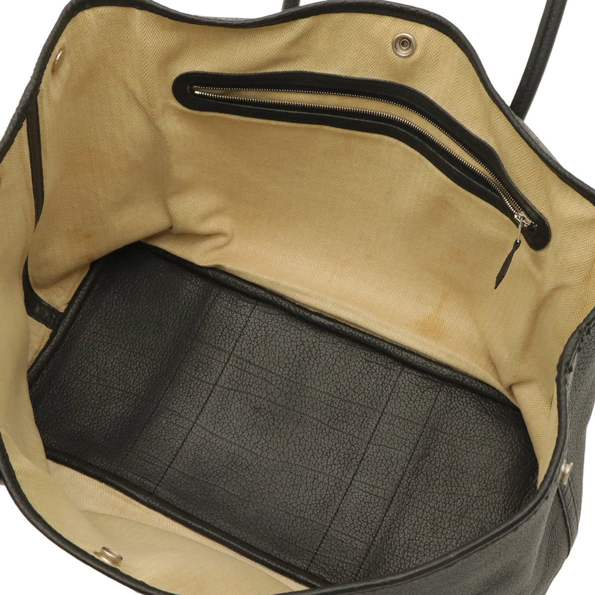 Hermes Garden Black Negonda Leather Handbag Tote Bag (Pre-Owned)