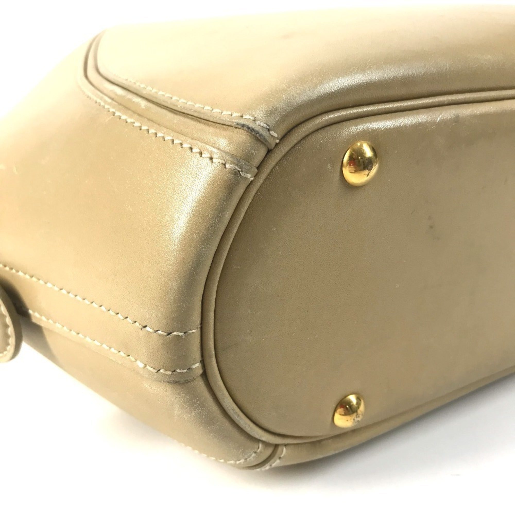 Hermes Beige Leather Handbag Tote Bag (Pre-Owned)