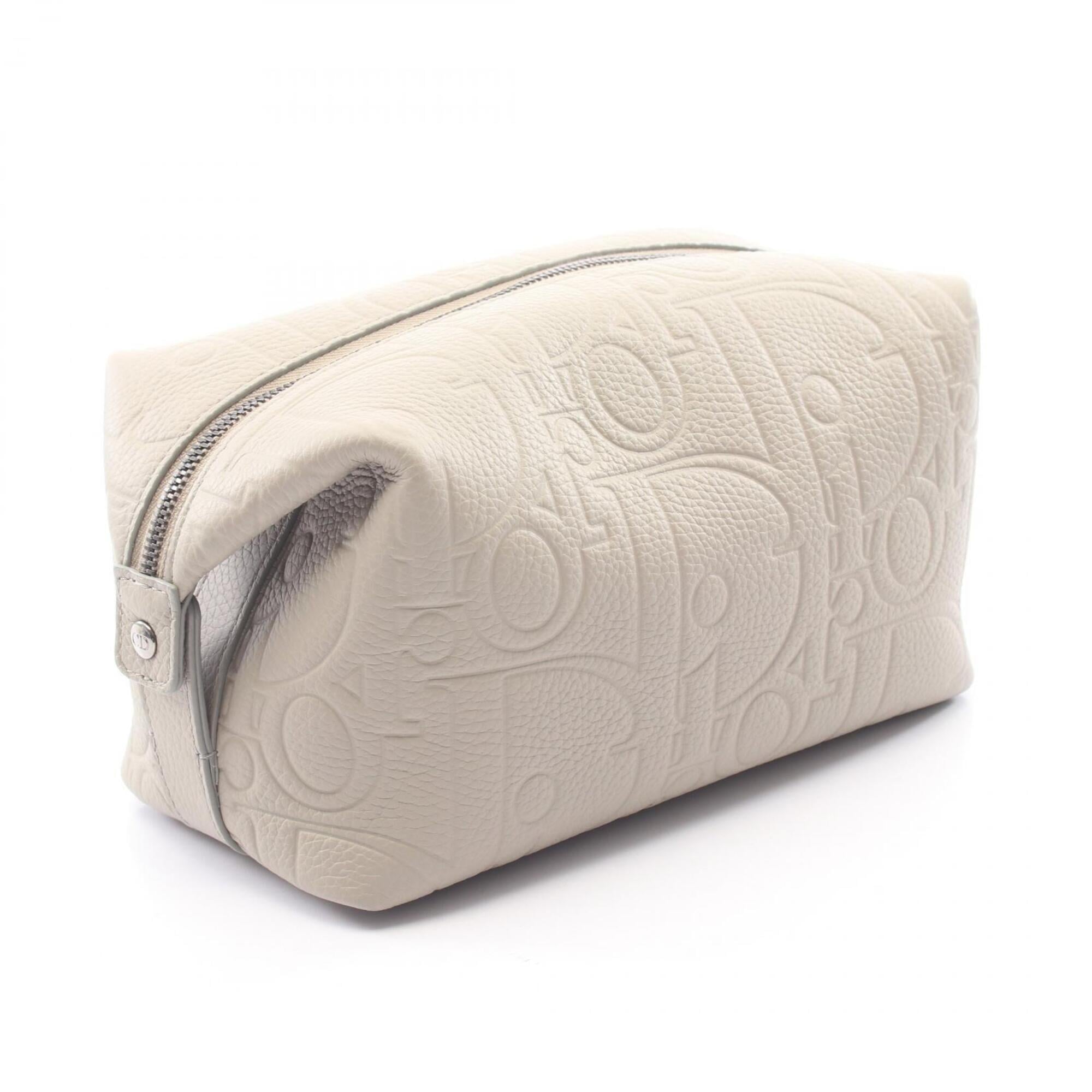 Christian Dior Gray Leather Handbag Pouch (Pre-Owned)