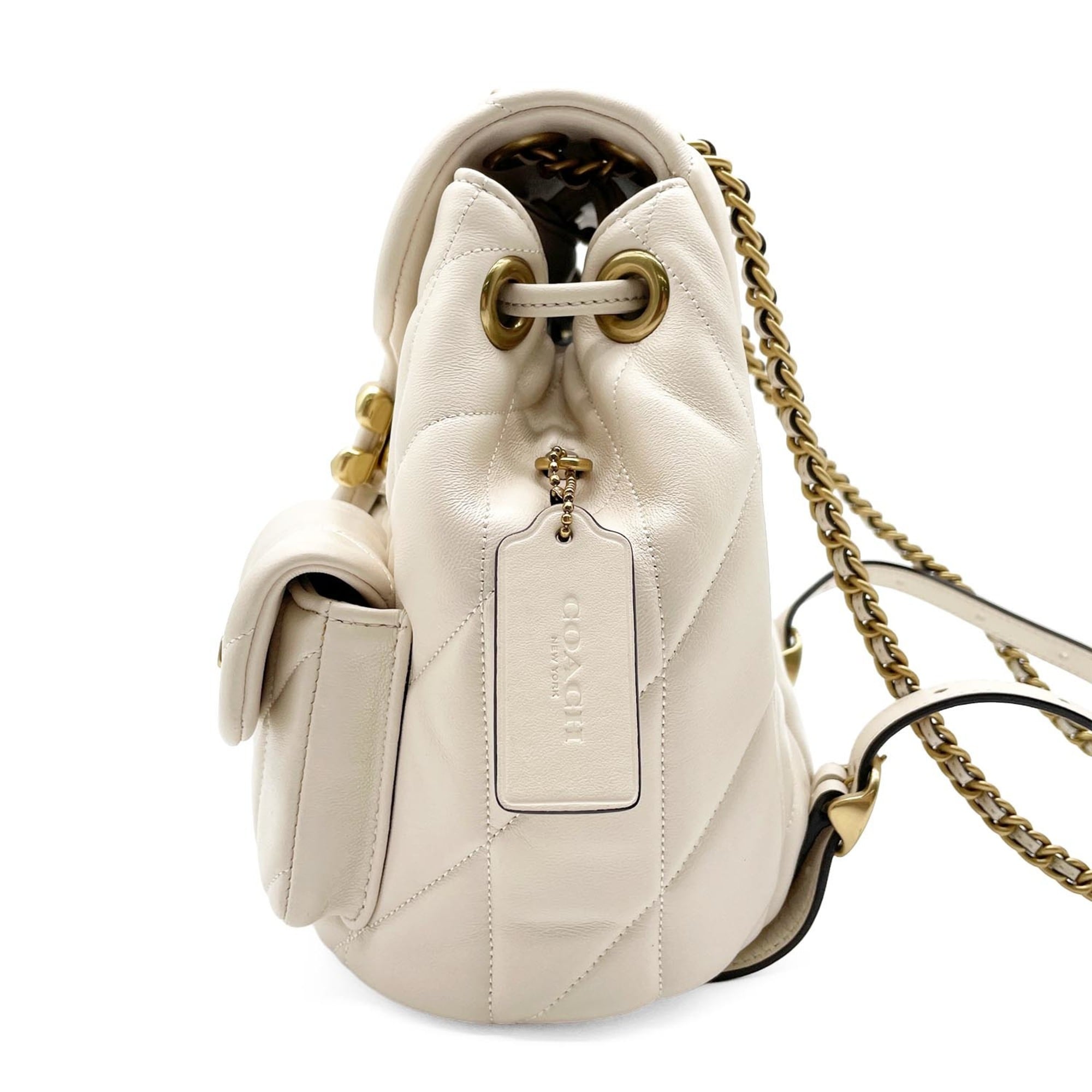 Coach Gold White Leather Backpack (Pre-Owned)