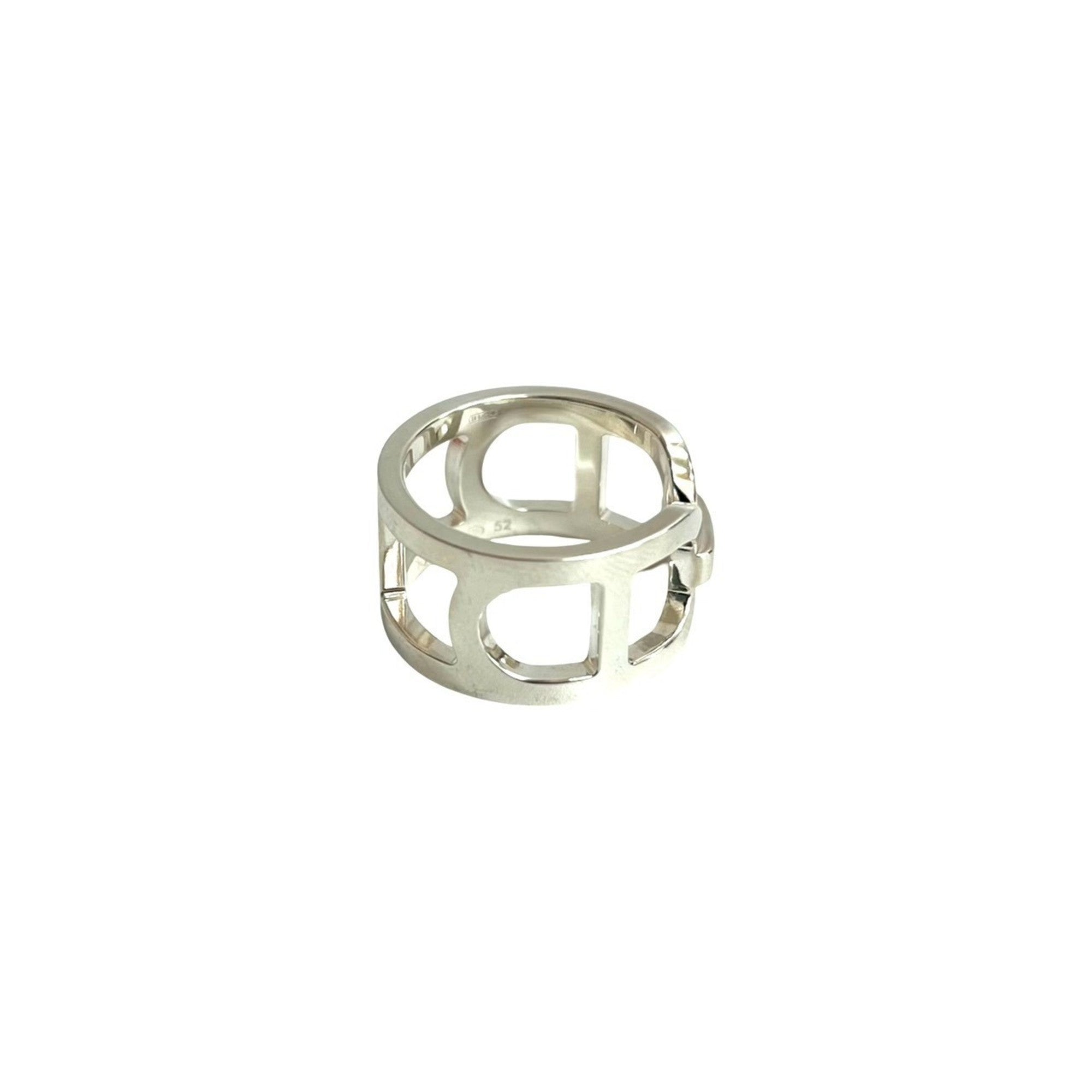 Hermes Silver Silver 925 Band Ring (Pre-Owned)